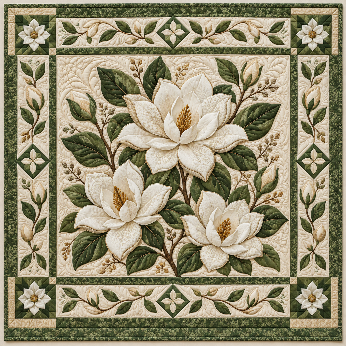Ivory Magnolia TD141026787 Quilt Blanket