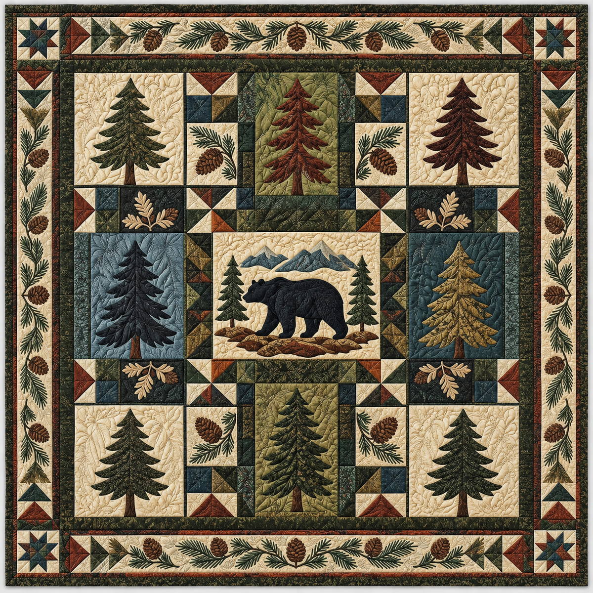 Rustic Woodland Block TD141026790 Quilt Blanket