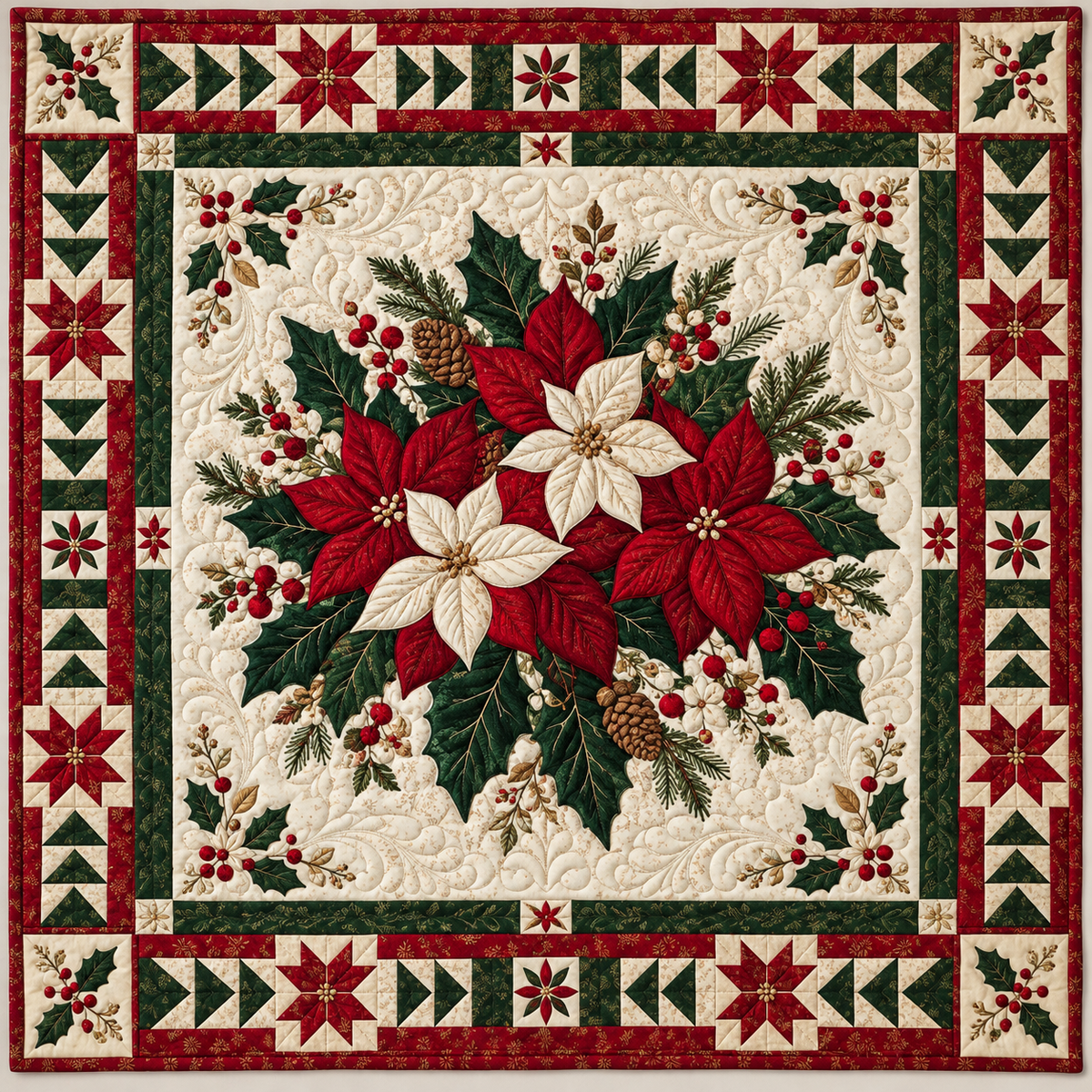 Poinsettia Bouquet TD141026794 Quilt Blanket