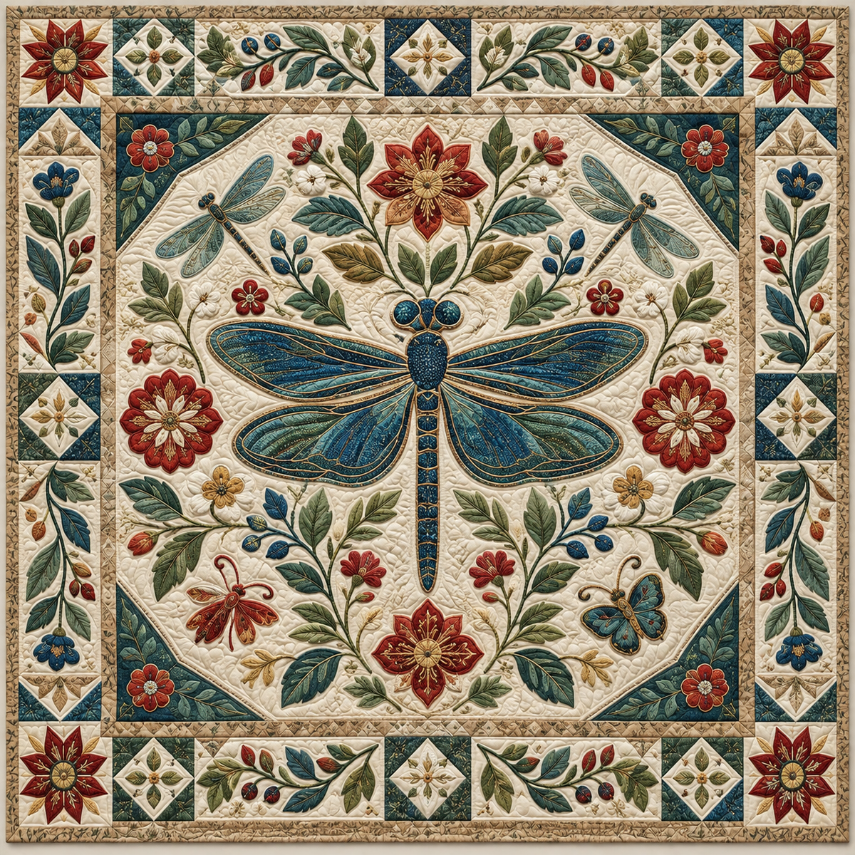 Dragonfly Botanical TD141026815 Quilt Blanket