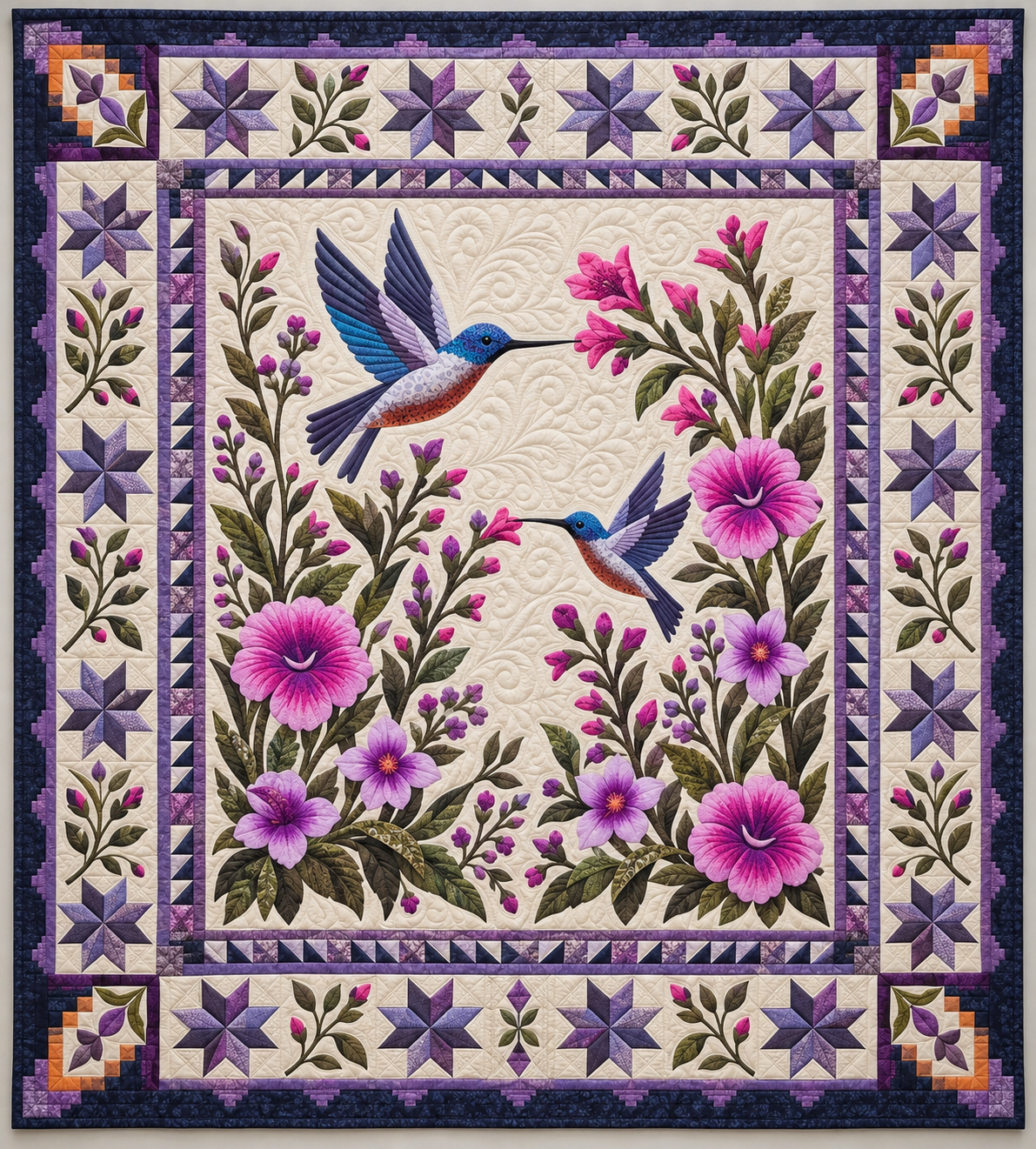 Hummingbirds And Lavender Star Garden TD141026323 Quilt Blanket
