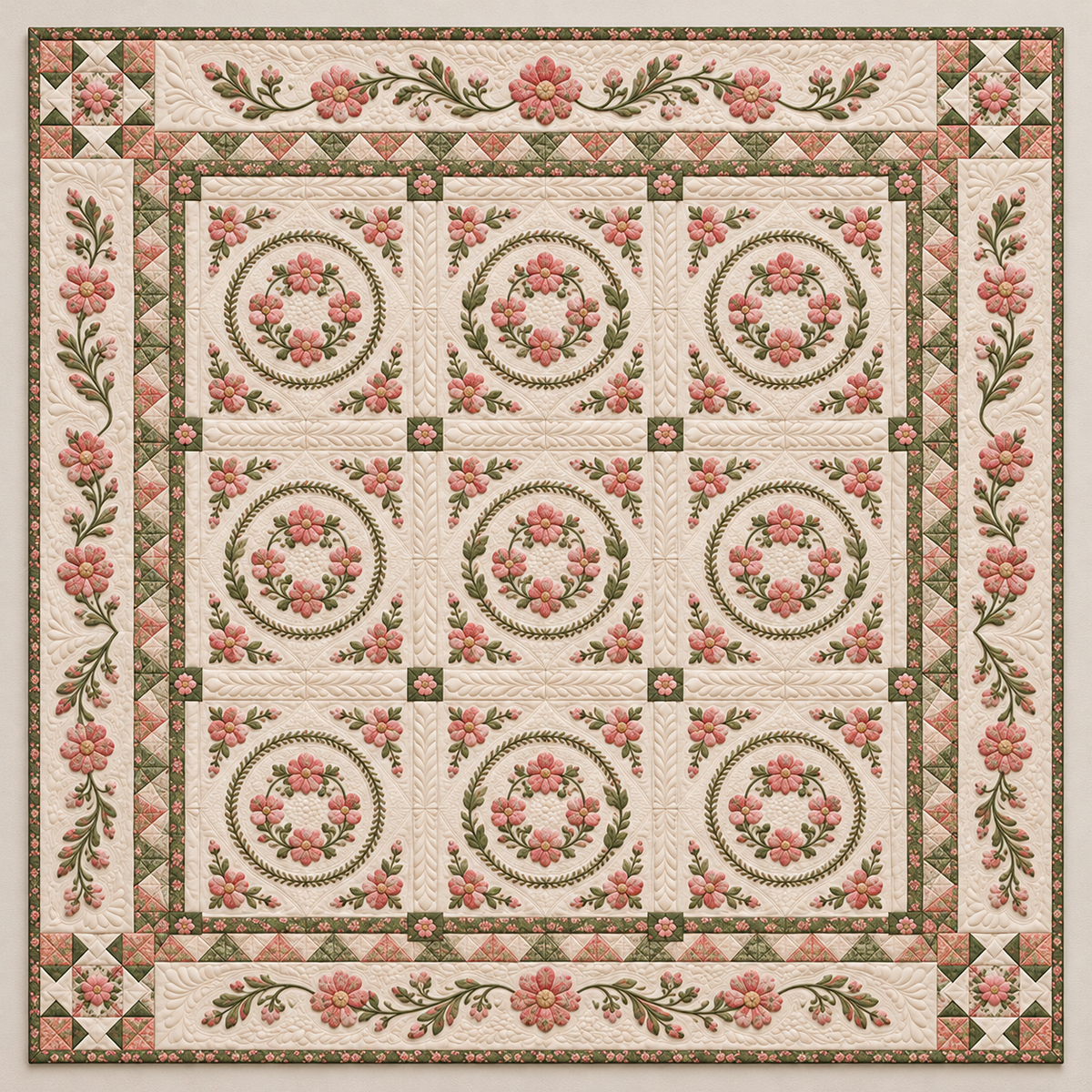 Pink Floral Wreath TD141026326 Quilt Blanket