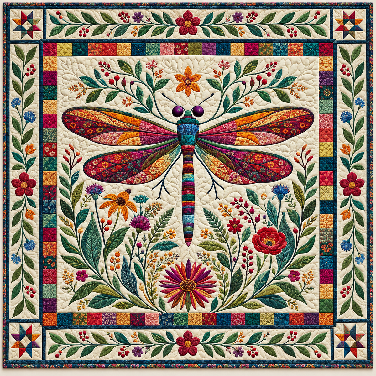 Dragonfly Garden Circle TD141026828 Quilt Blanket