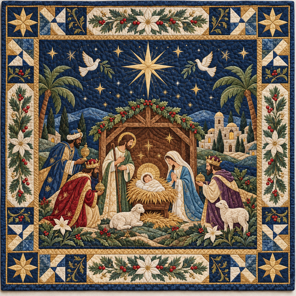 Divine Nativity Circle TD141026831 Quilt Blanket