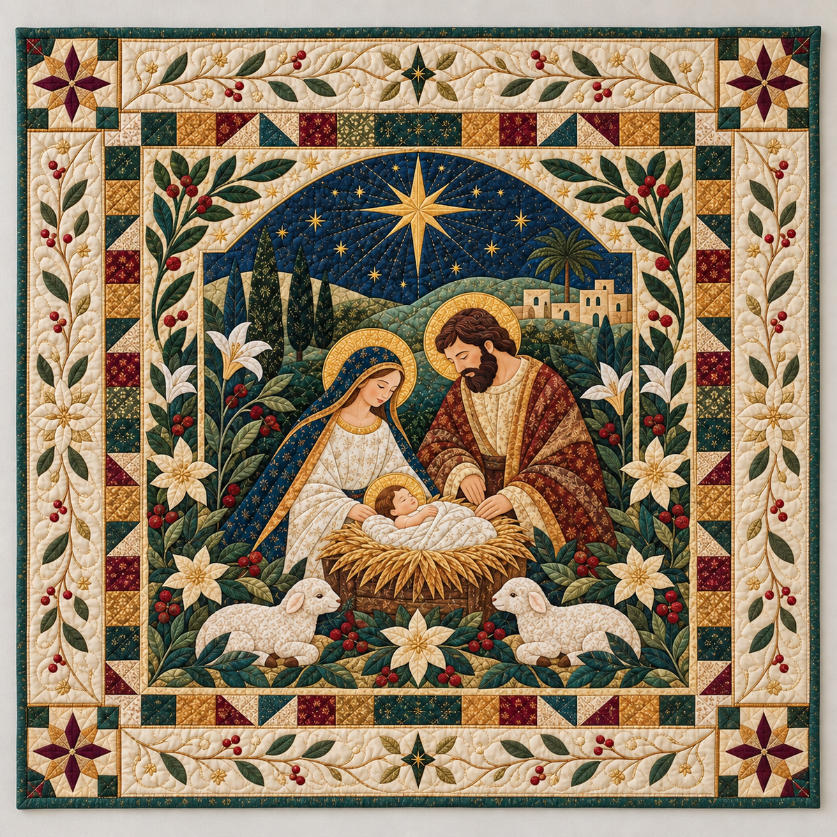 Nativity Beneath A Golden Star TD141026332 Quilt Blanket