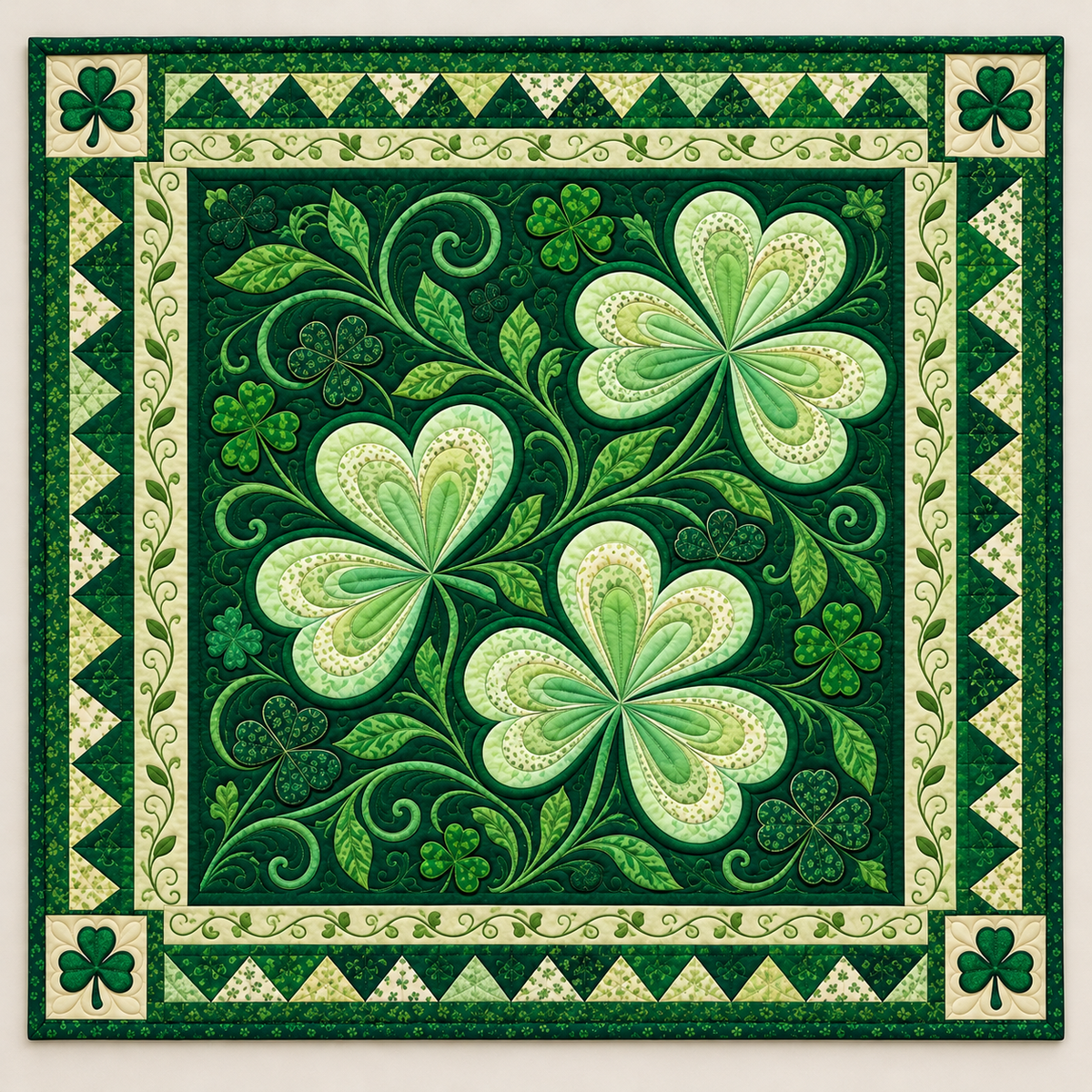 Emerald Shamrocks And Scrolling Vines TD141026341 Quilt Blanket