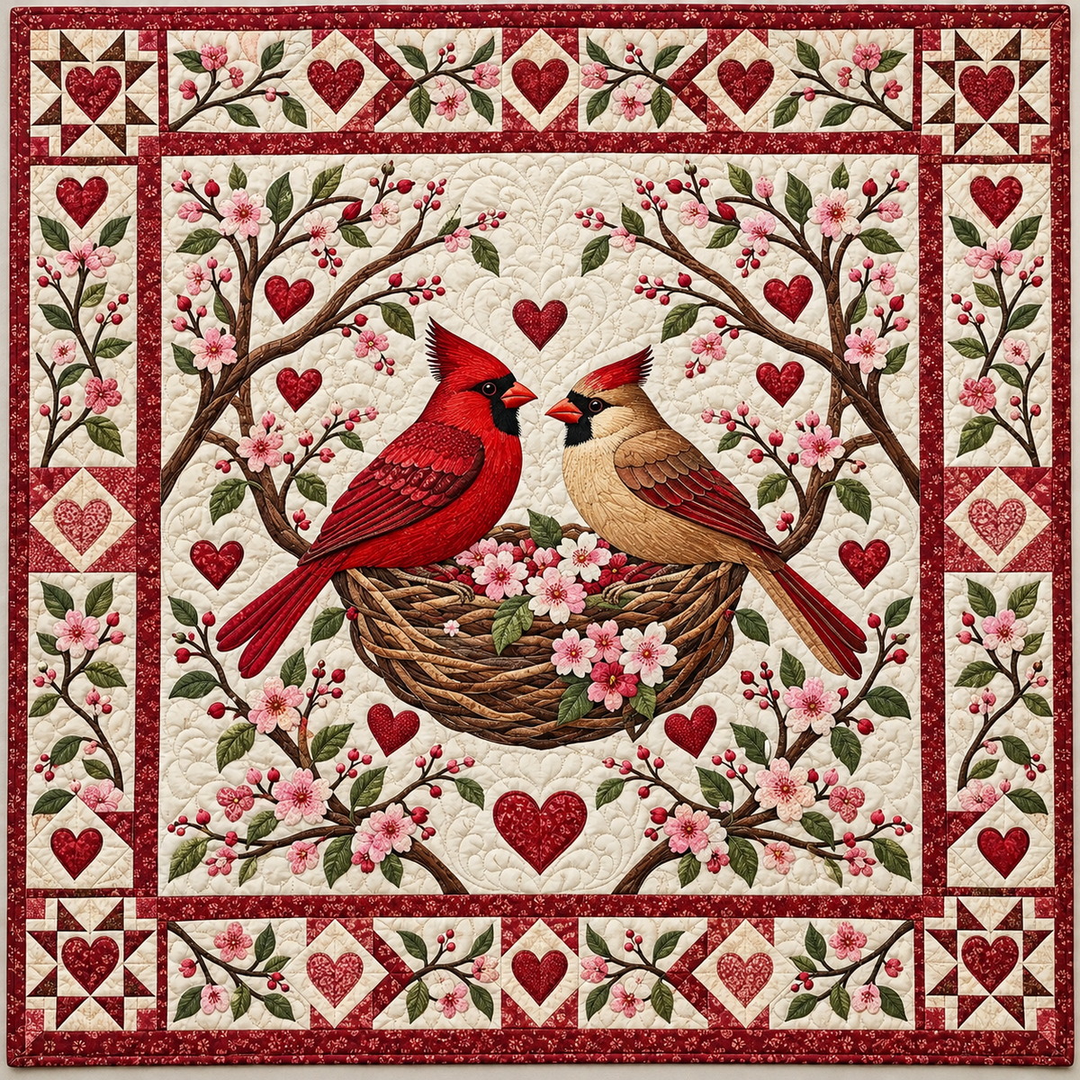 Cardinal Love Nest TD141026846 Quilt Blanket
