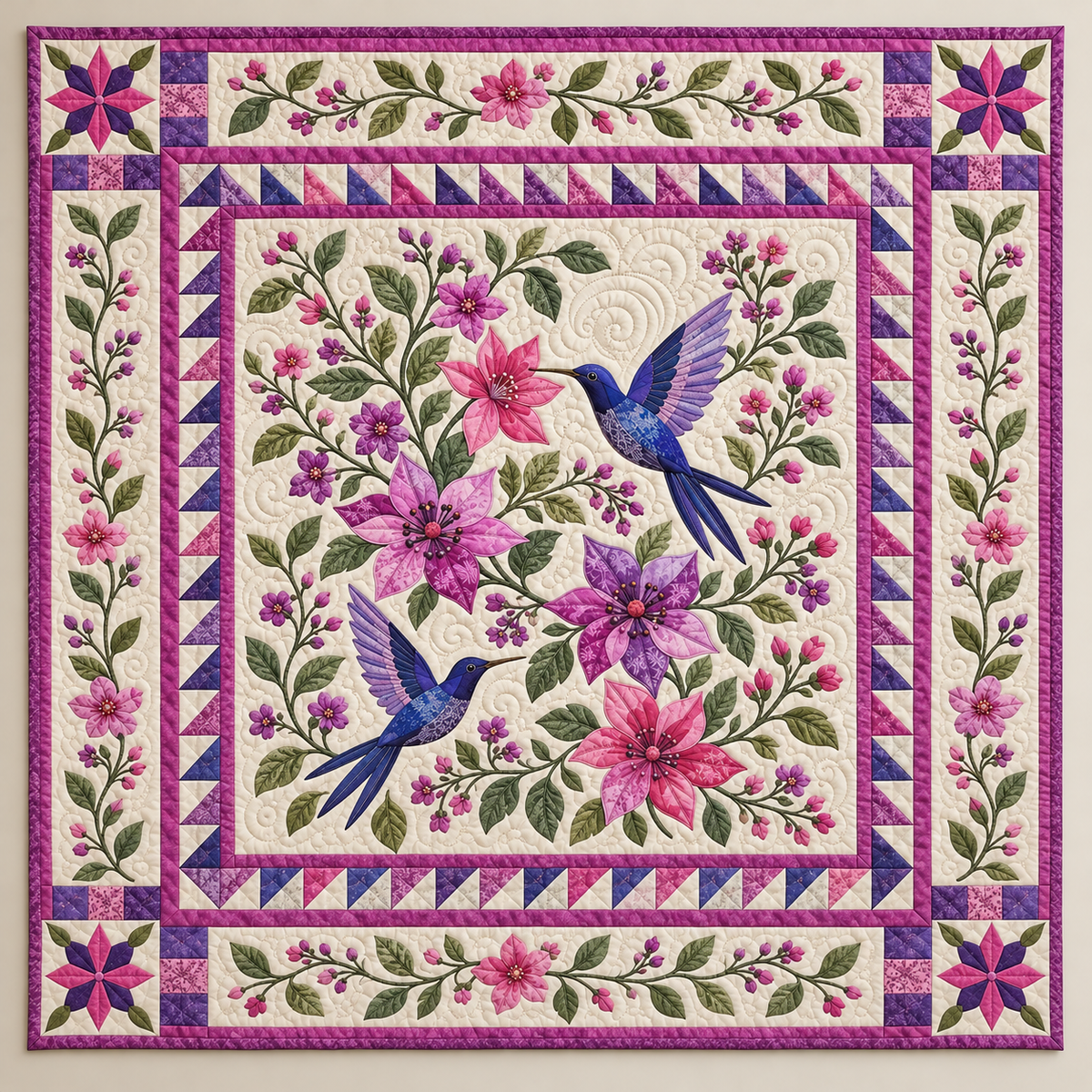 Hummingbirds And Lavender Garden Blooms TD141026355 Quilt Blanket