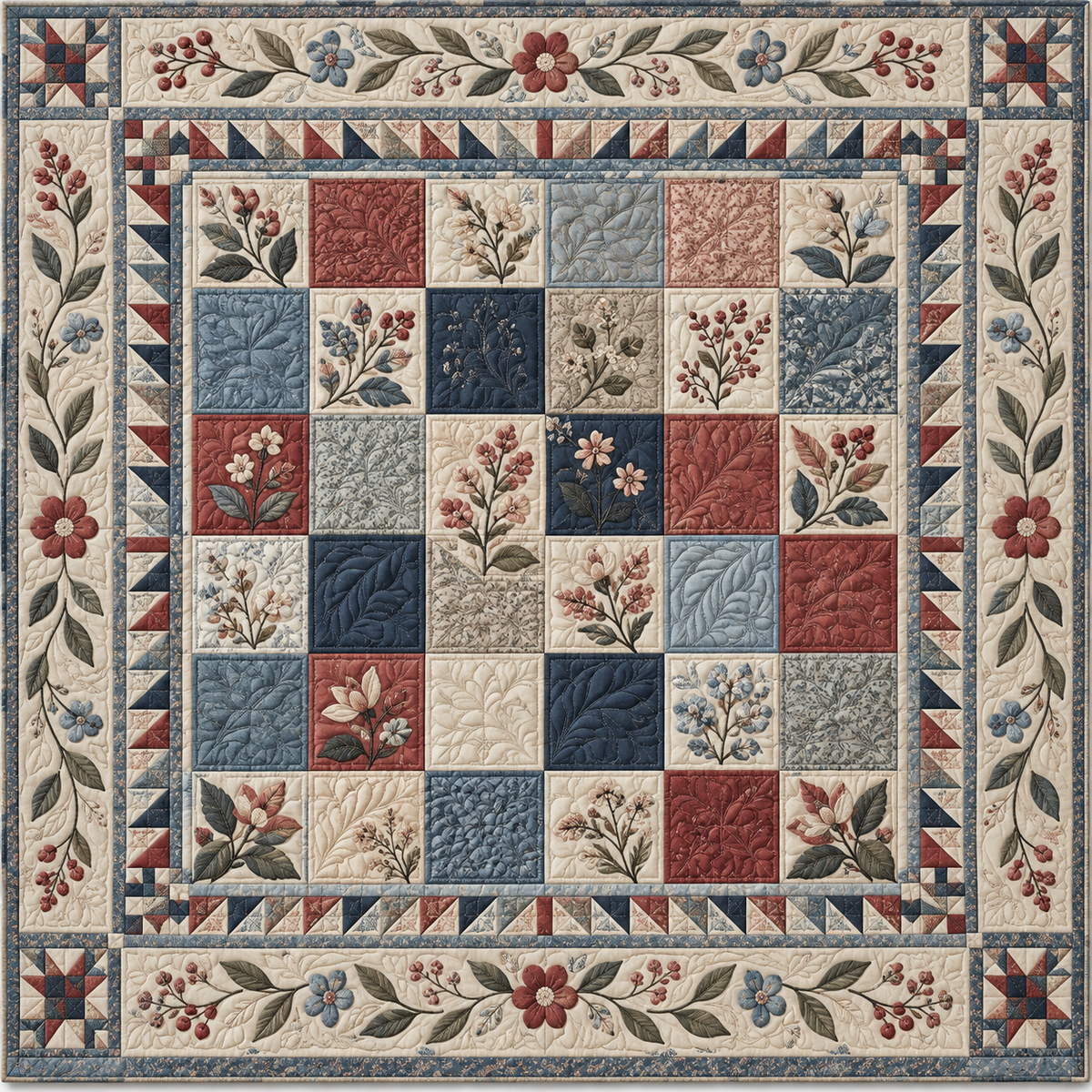 Homestead Botanical Patchwork TD141026863 Quilt Blanket