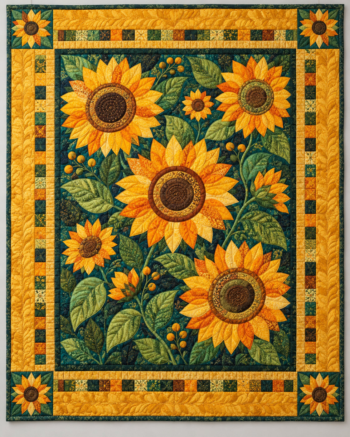 Sunflowers In Golden Harvest Borders TD141026365 Quilt Blanket