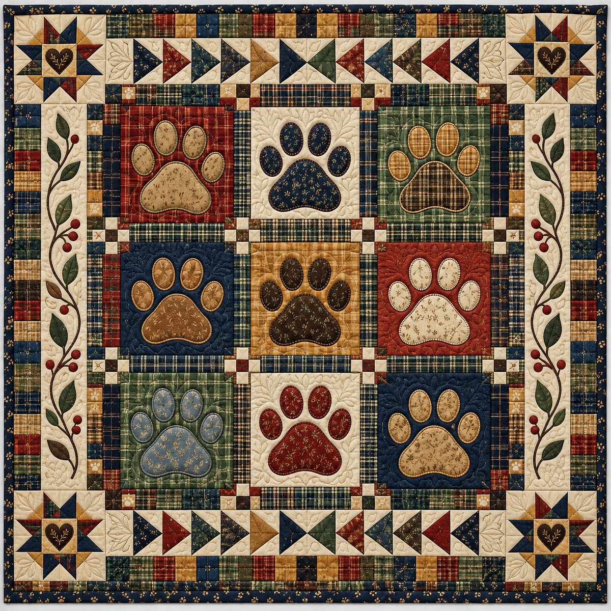 Rustic Pawprint Joy TD141026868 Quilt Blanket