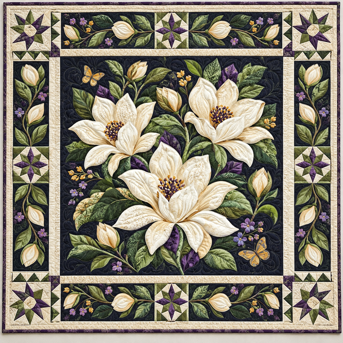 Ivory Botanical Elegance TD141026882 Quilt Blanket