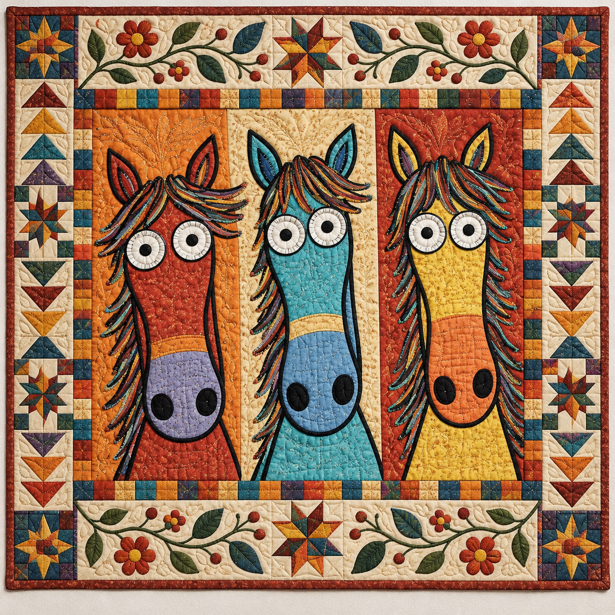 Whimsical Horse Faces TD141026887 Quilt Blanket
