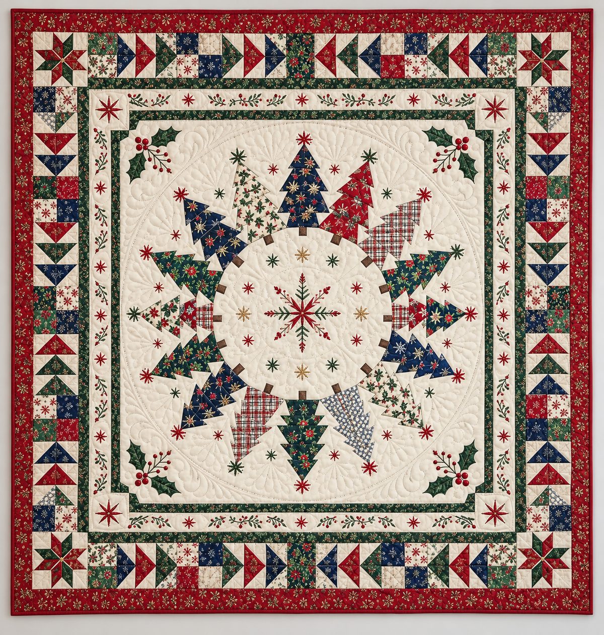 Christmas Trees And Festive Patchwork TD141026406 Quilt Blanket