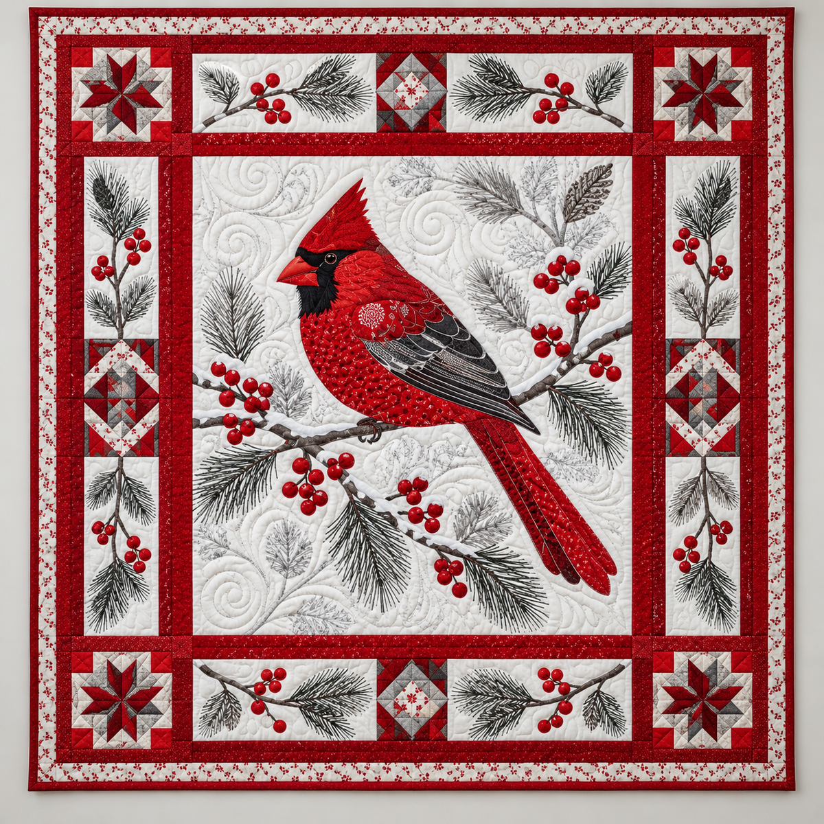 Bold Cardinal In Red Frames TD141026414 Quilt Blanket