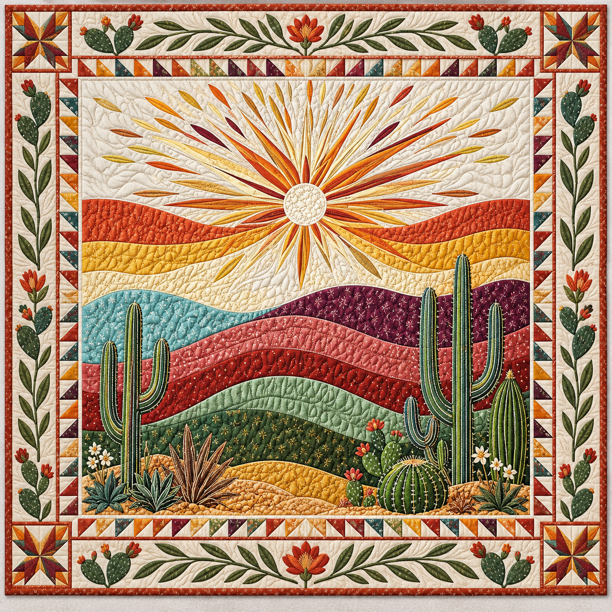 Cactus Sunset Square TD141026925 Quilt Blanket