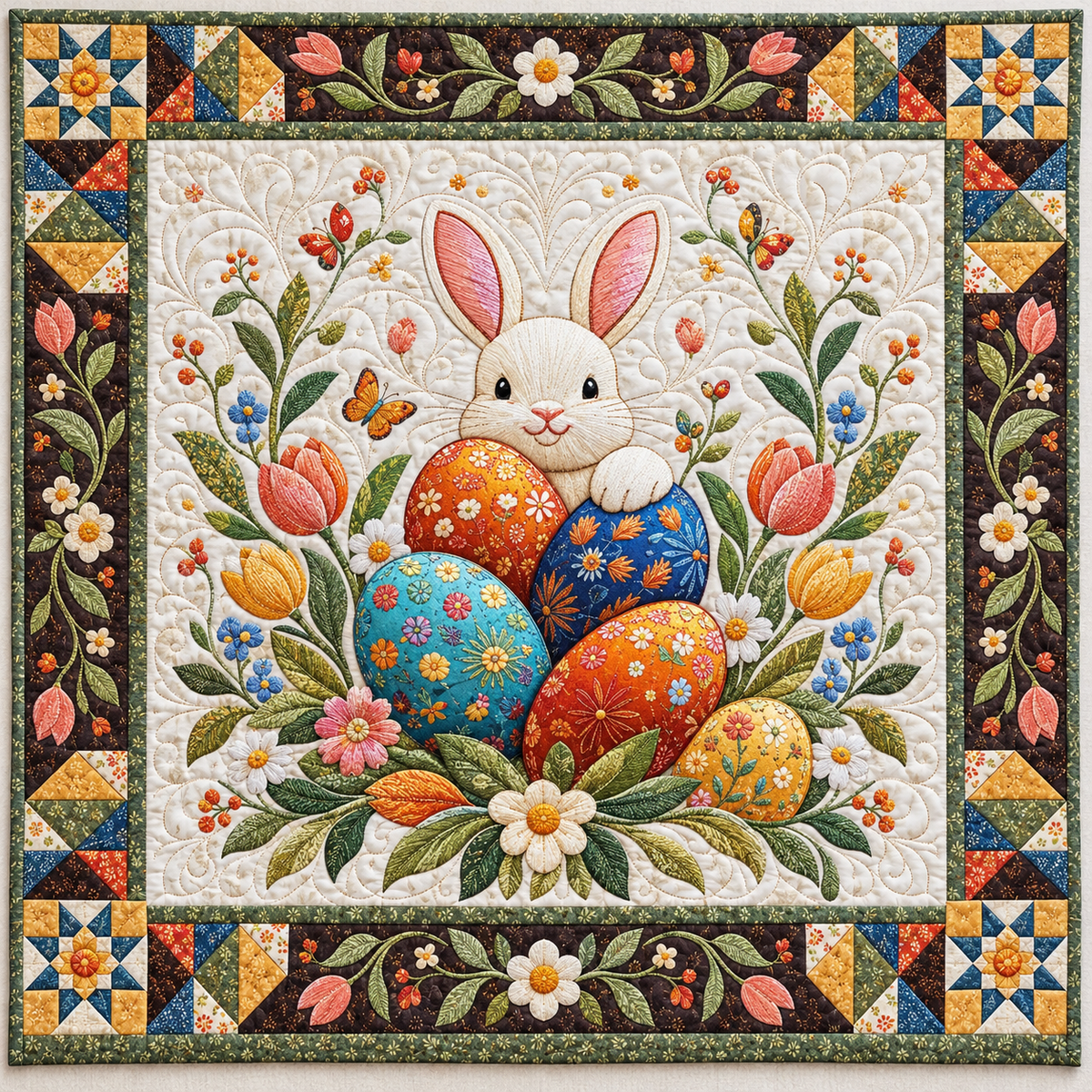 Easter Bunny Egg Basket TD141026938 Quilt Blanket