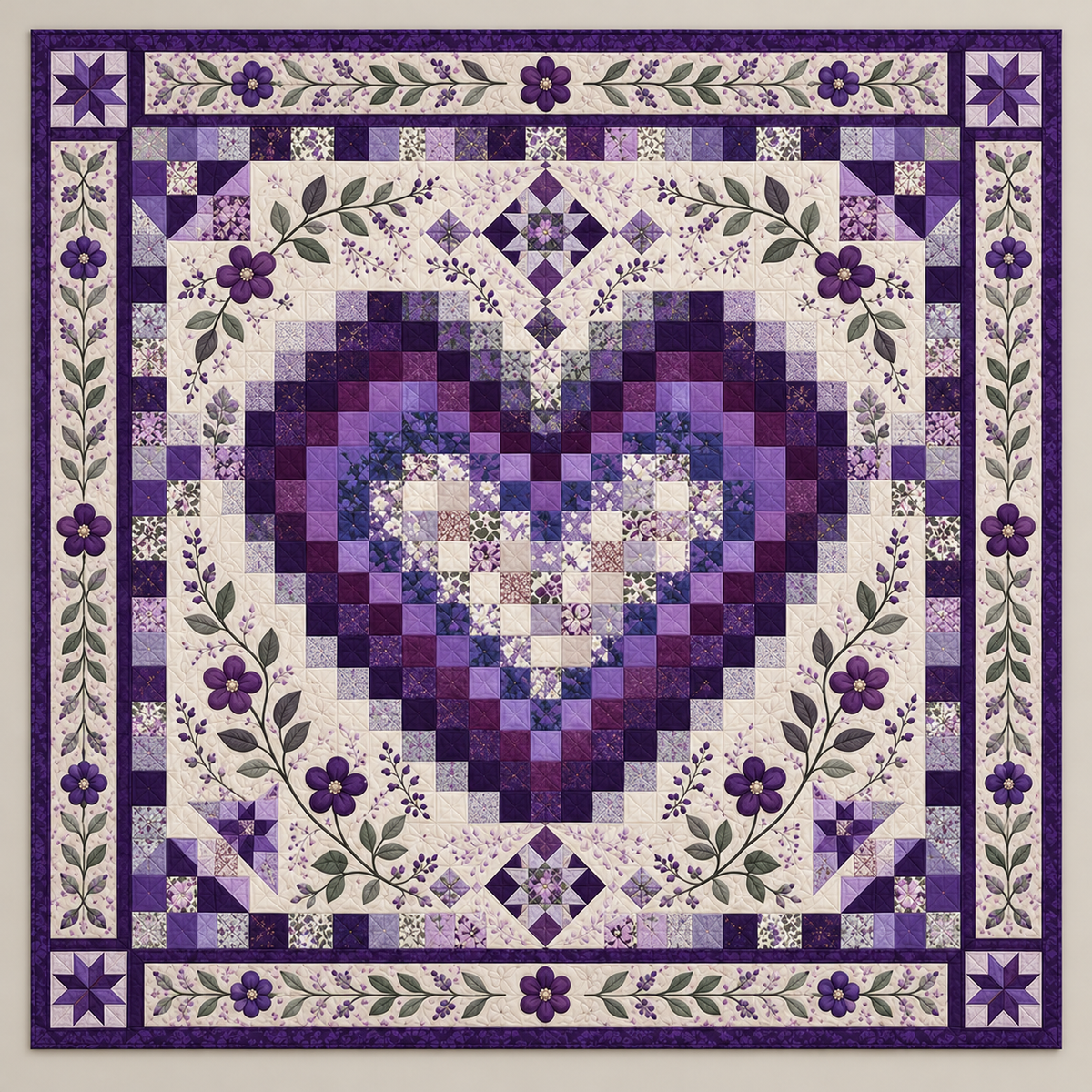 Purple Mosaic Heart TD141026441 Quilt Blanket