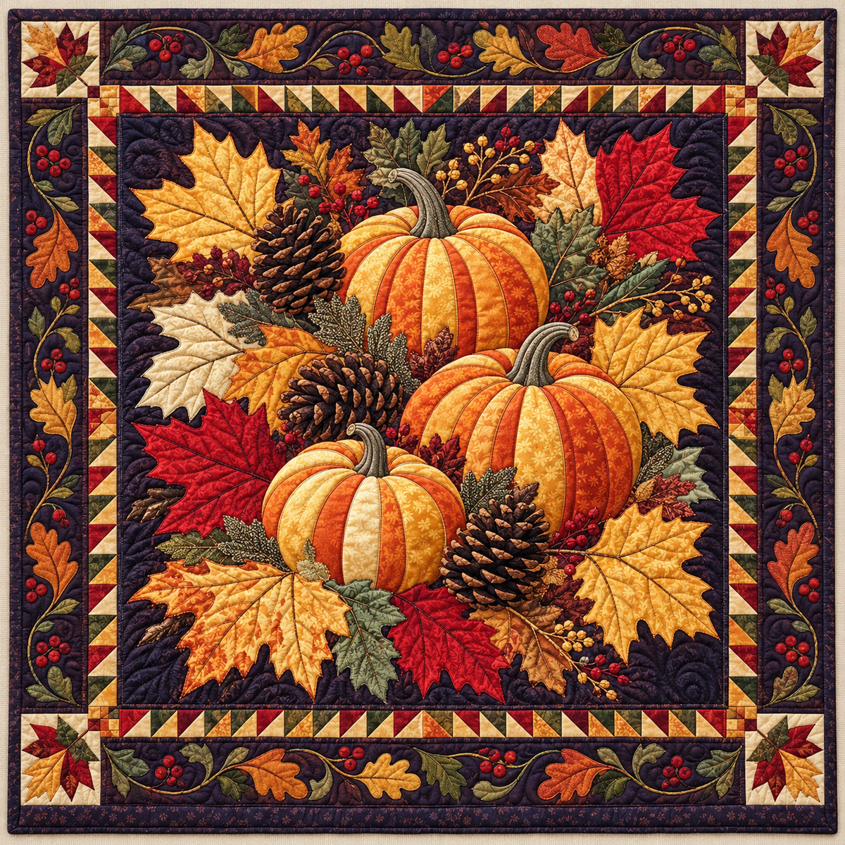 Autumn Pumpkin Treasures TD141026945 Quilt Blanket