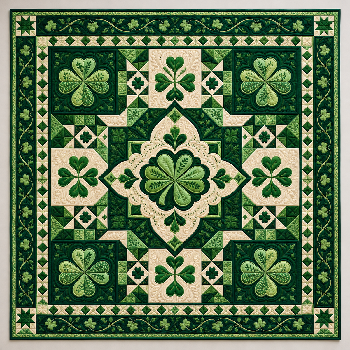 Emerald Shamrock Panel Medallion TD141026460 Quilt Blanket
