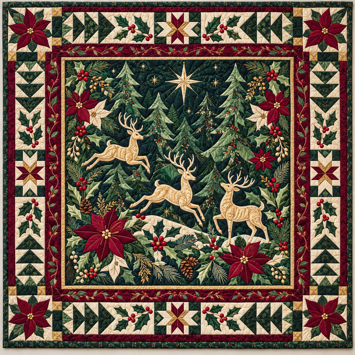 Golden Deer Holly Journey TD141026979 Quilt Blanket