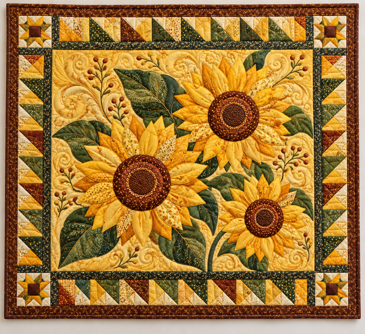 Golden Sunflower Trio TD141026484 Quilt Blanket
