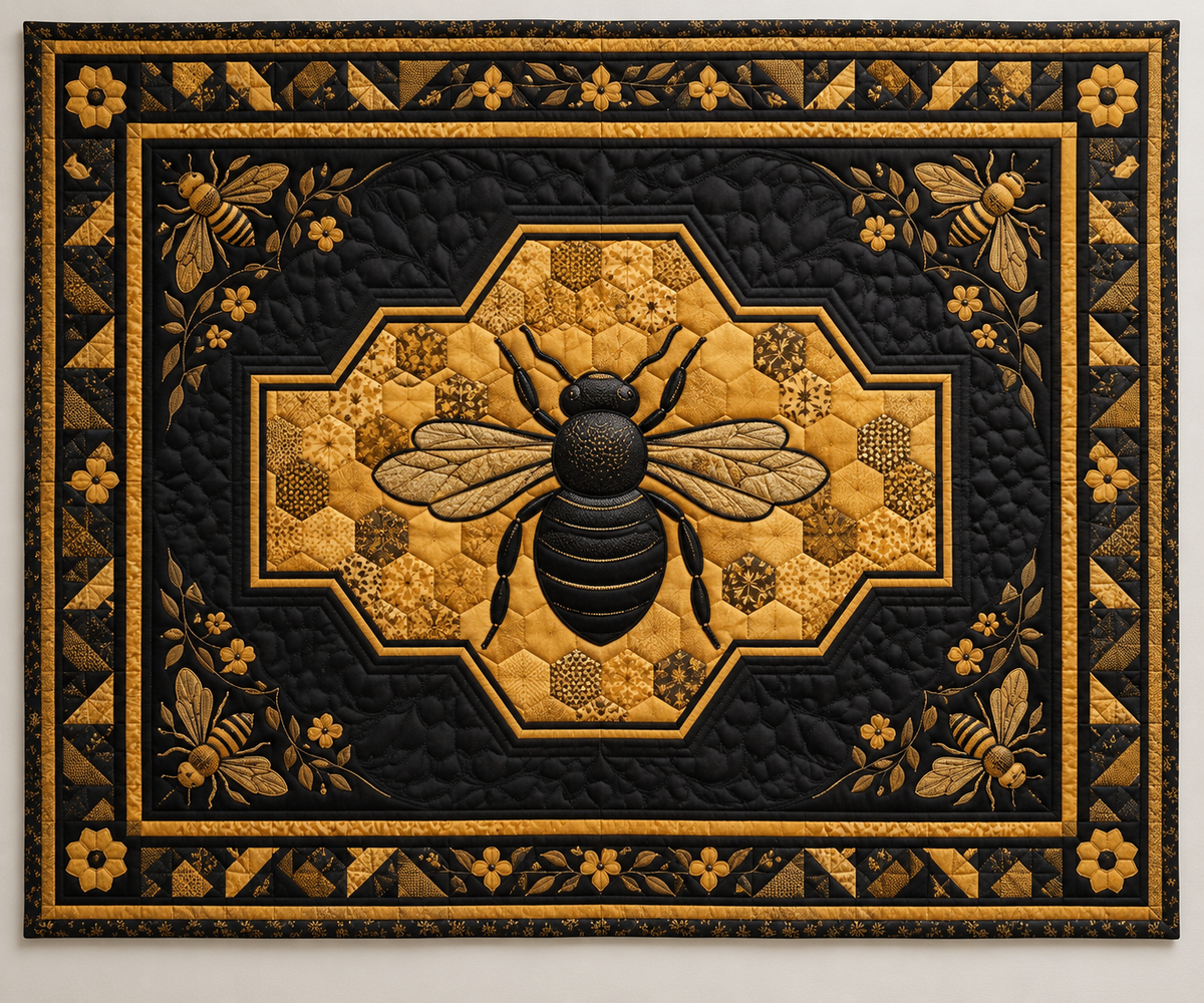 Golden Honeybee Medallion TD141026492 Quilt Blanket