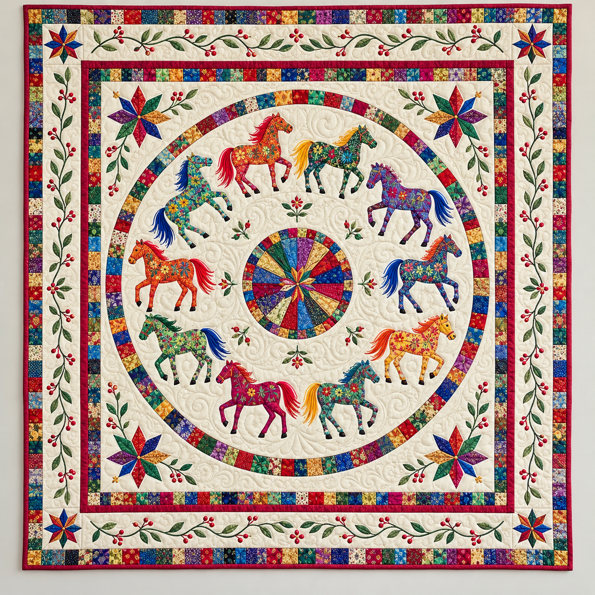 Rainbow Horse Parade TD141026494 Quilt Blanket