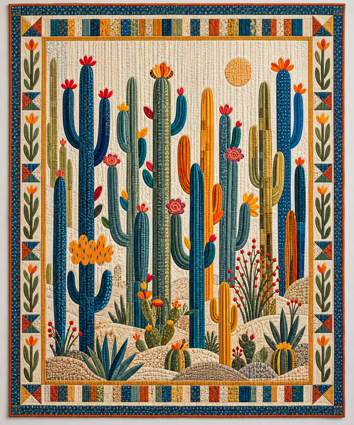 Slender Colorful Desert Cacti TD141026497 Quilt Blanket