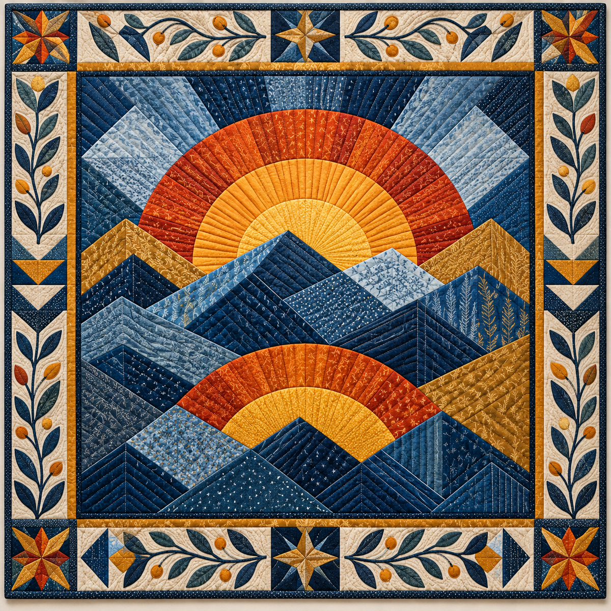 Geometric Sunlit Horizons TD1410261000 Quilt Blanket