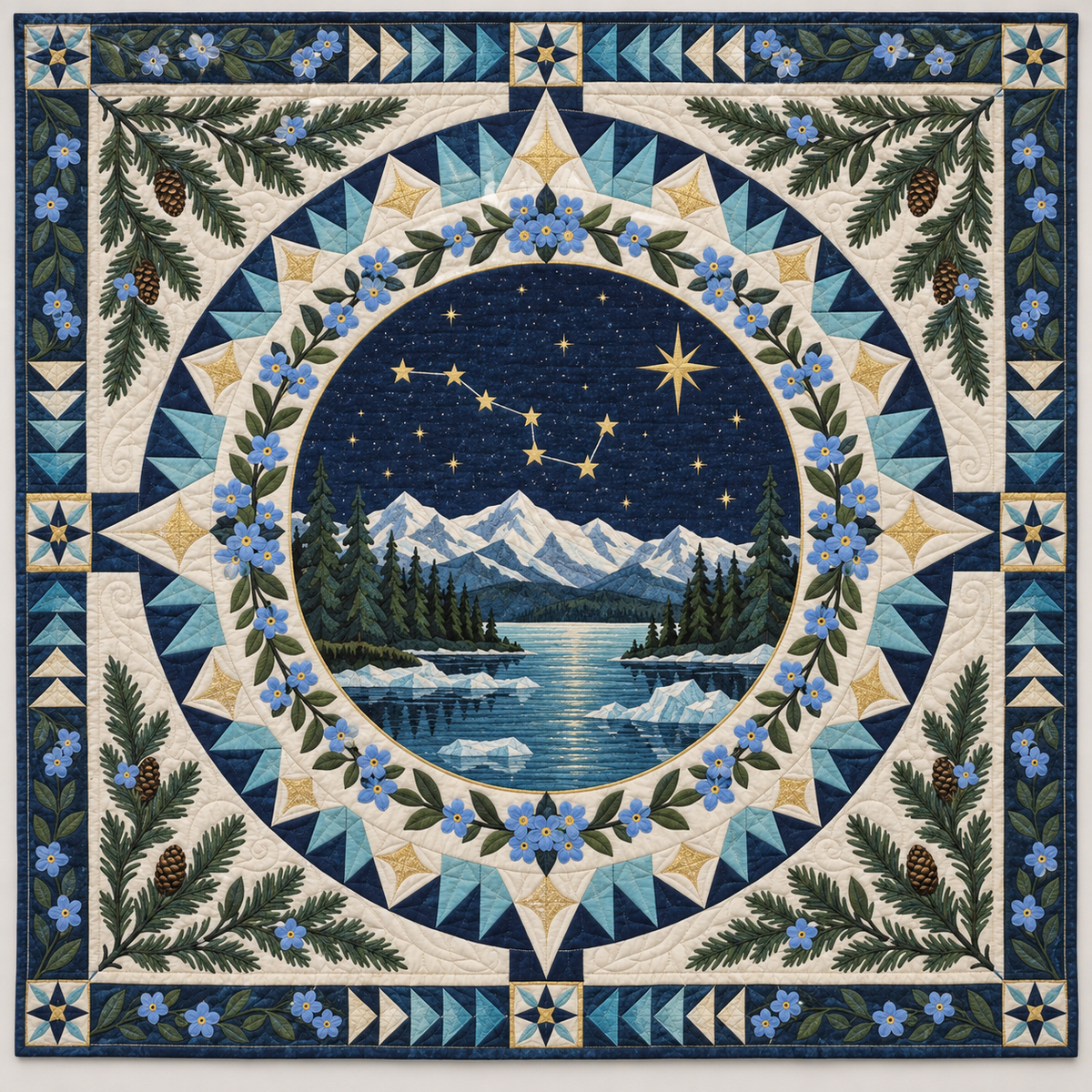 Alaska North Star Forget Me Nots TD1410261002 Quilt Blanket
