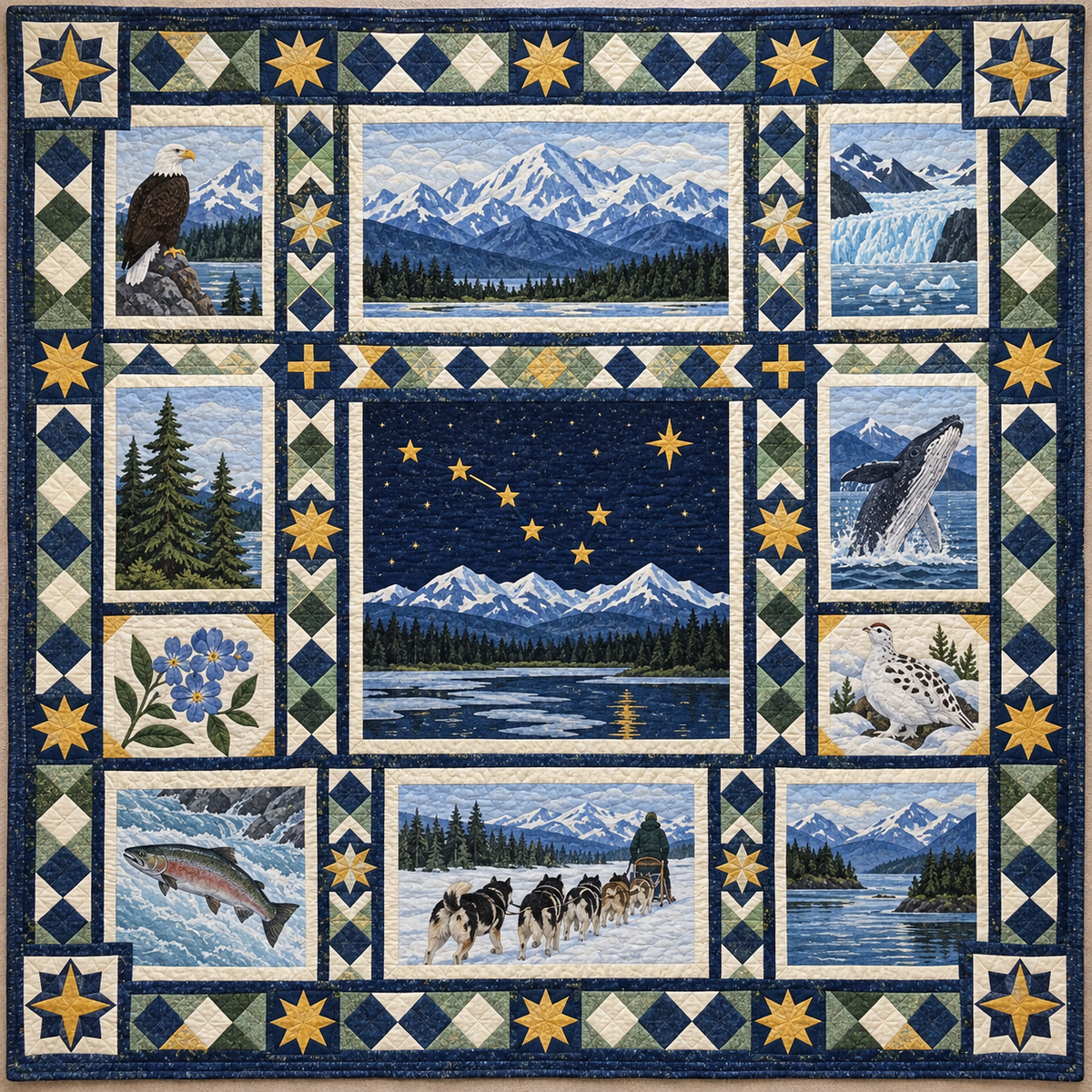 Alaska Landmark Windows TD181026403 Quilt Blanket
