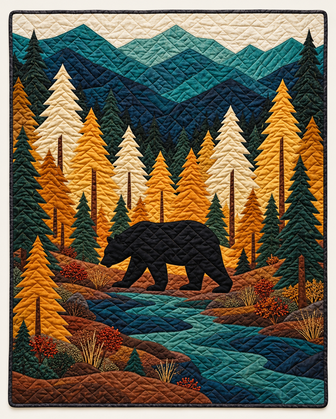 Bear In Golden Forest TD101026081 Quilt Blanket