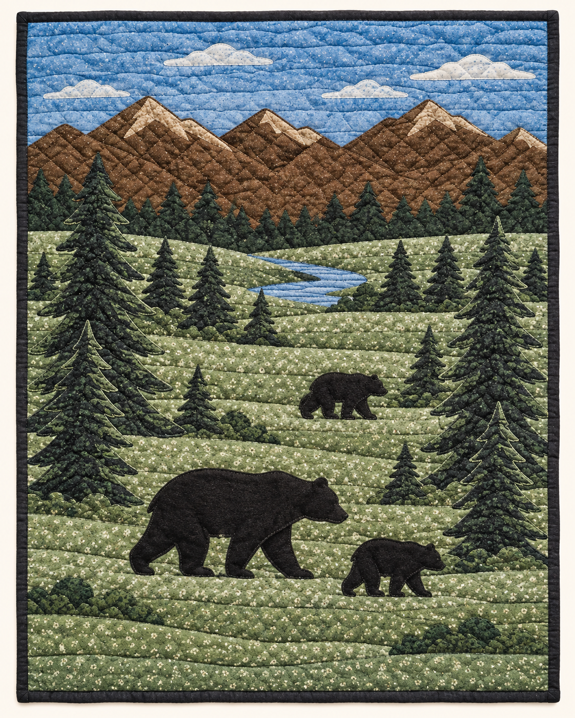 Bear In Pine Landscape TD101026082 Quilt Blanket