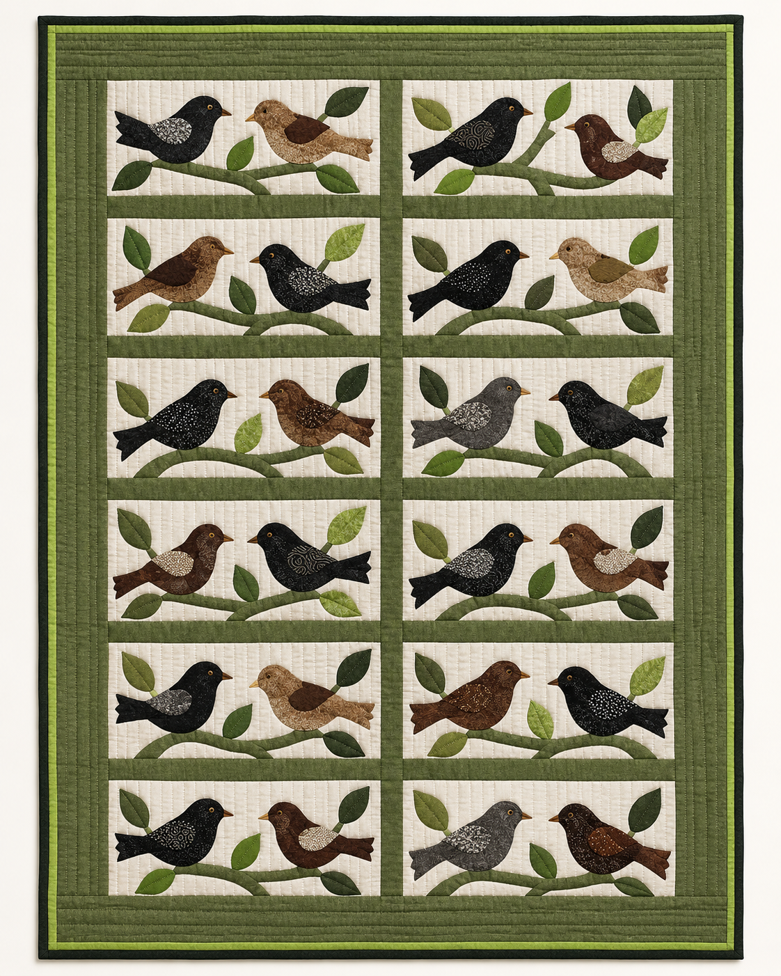 Birds On Leafy Branches TD101026086 Quilt Blanket