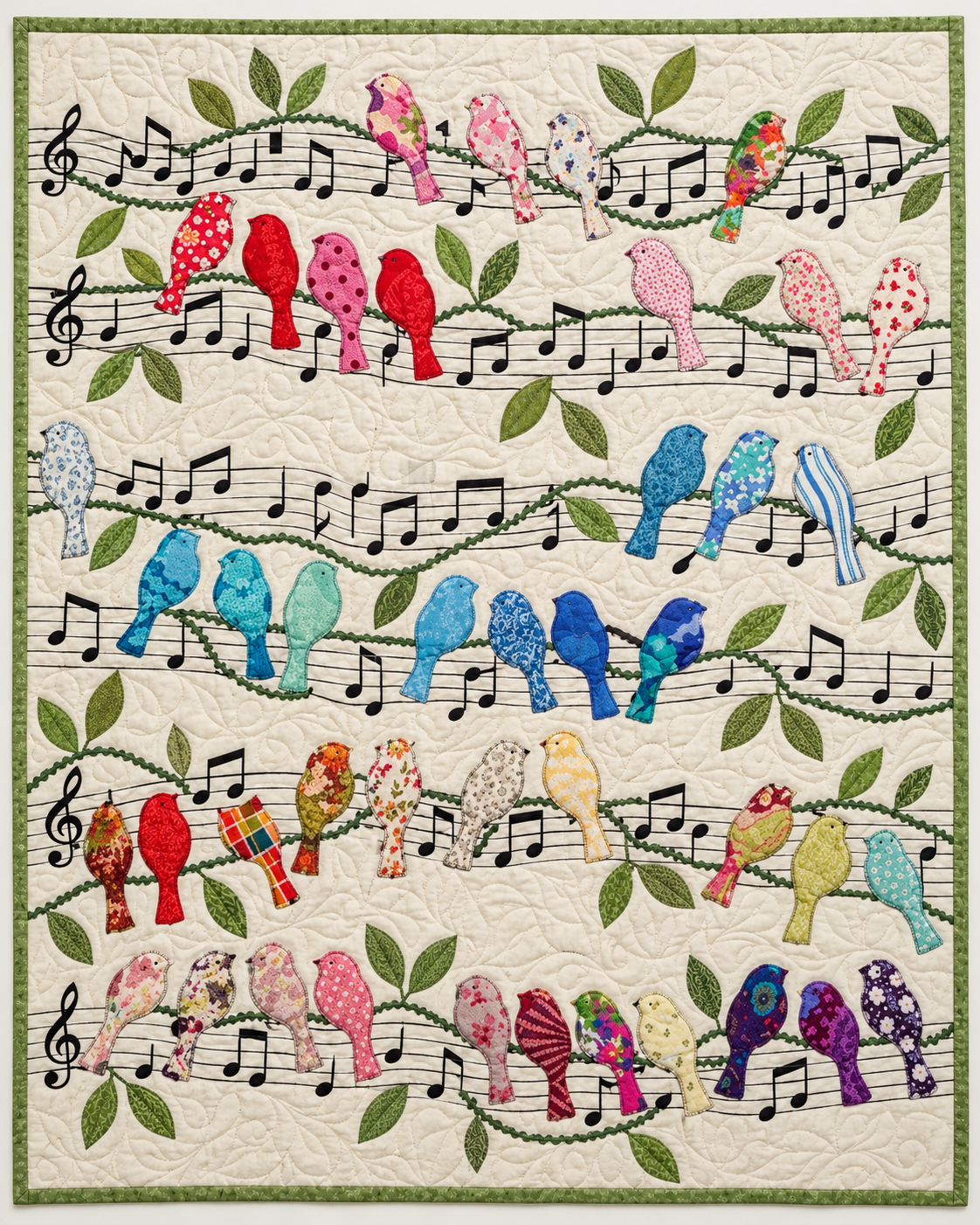 Birdsong On Musical Staves TD101026087 Quilt Blanket