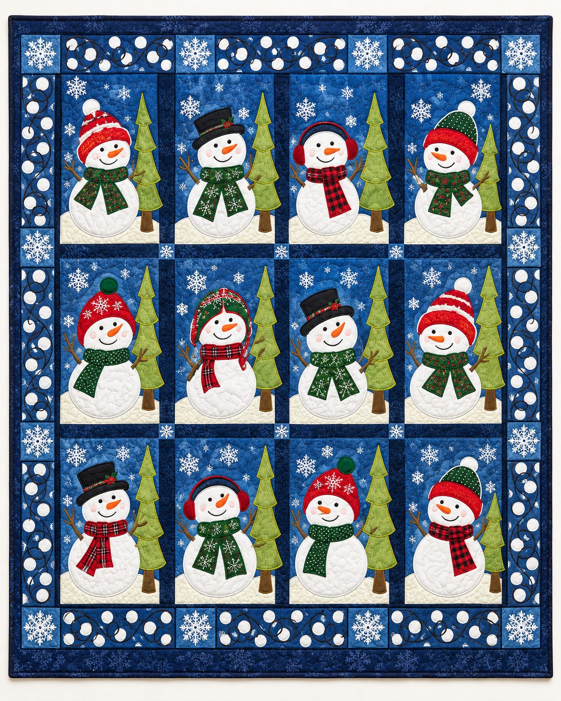 Blue Snowman TD101026100 Quilt Blanket