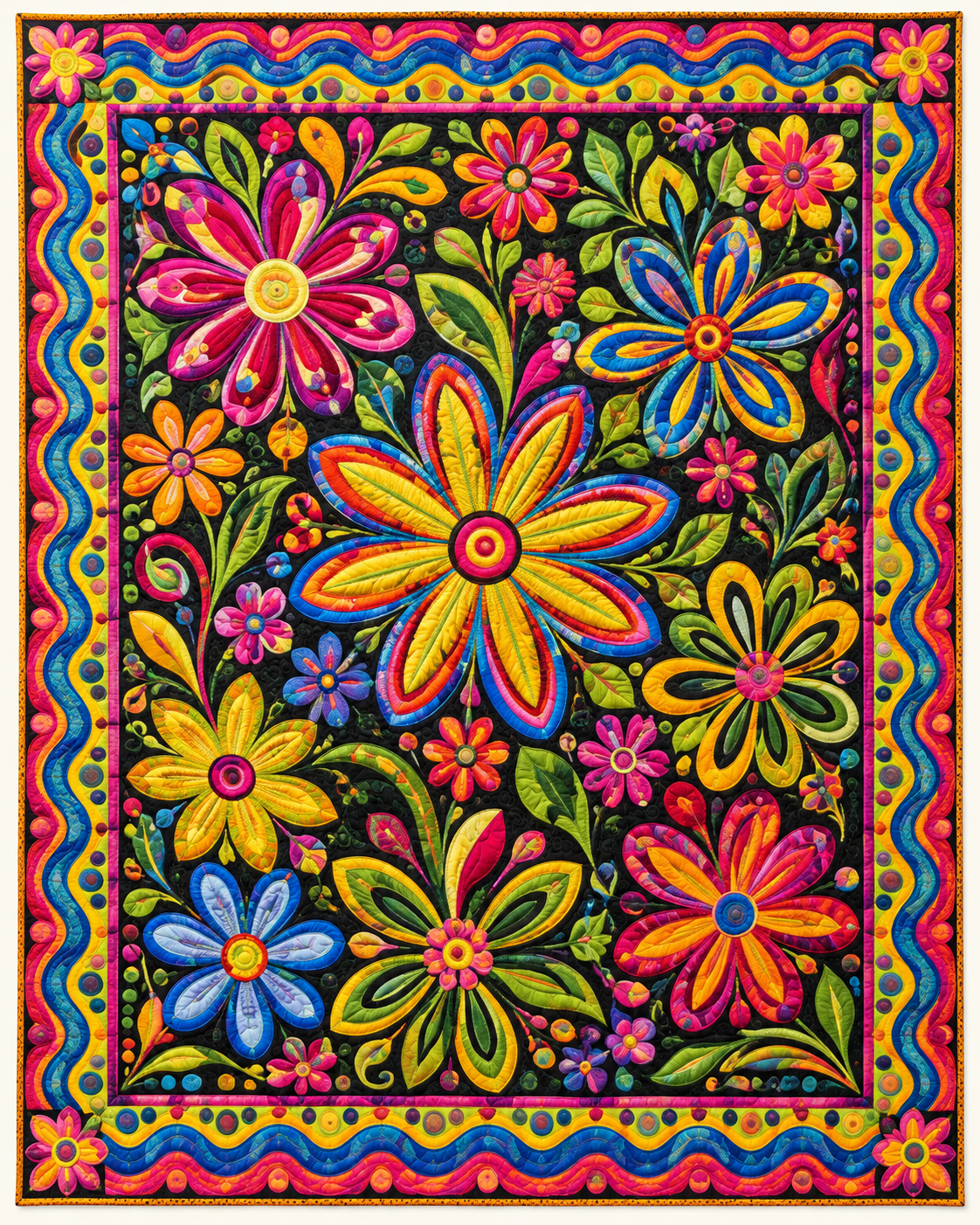 Brilliant Folk Flowers TD101026110 Quilt Blanket