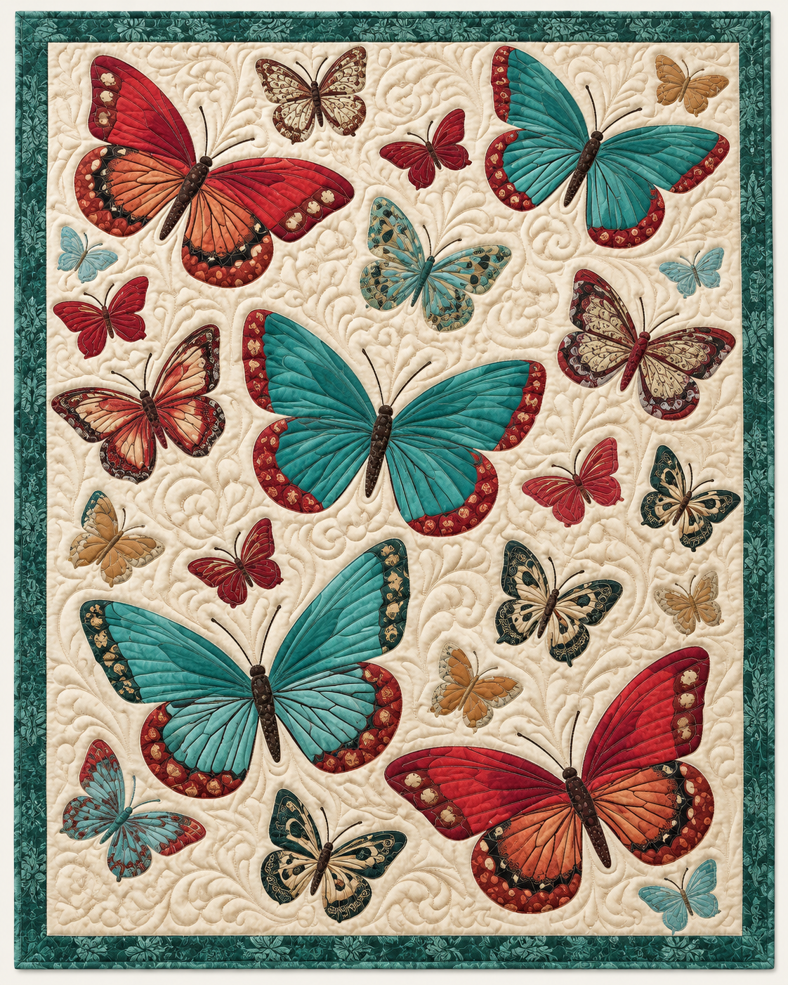 Butterfly Garden On Cream TD101026115 Quilt Blanket