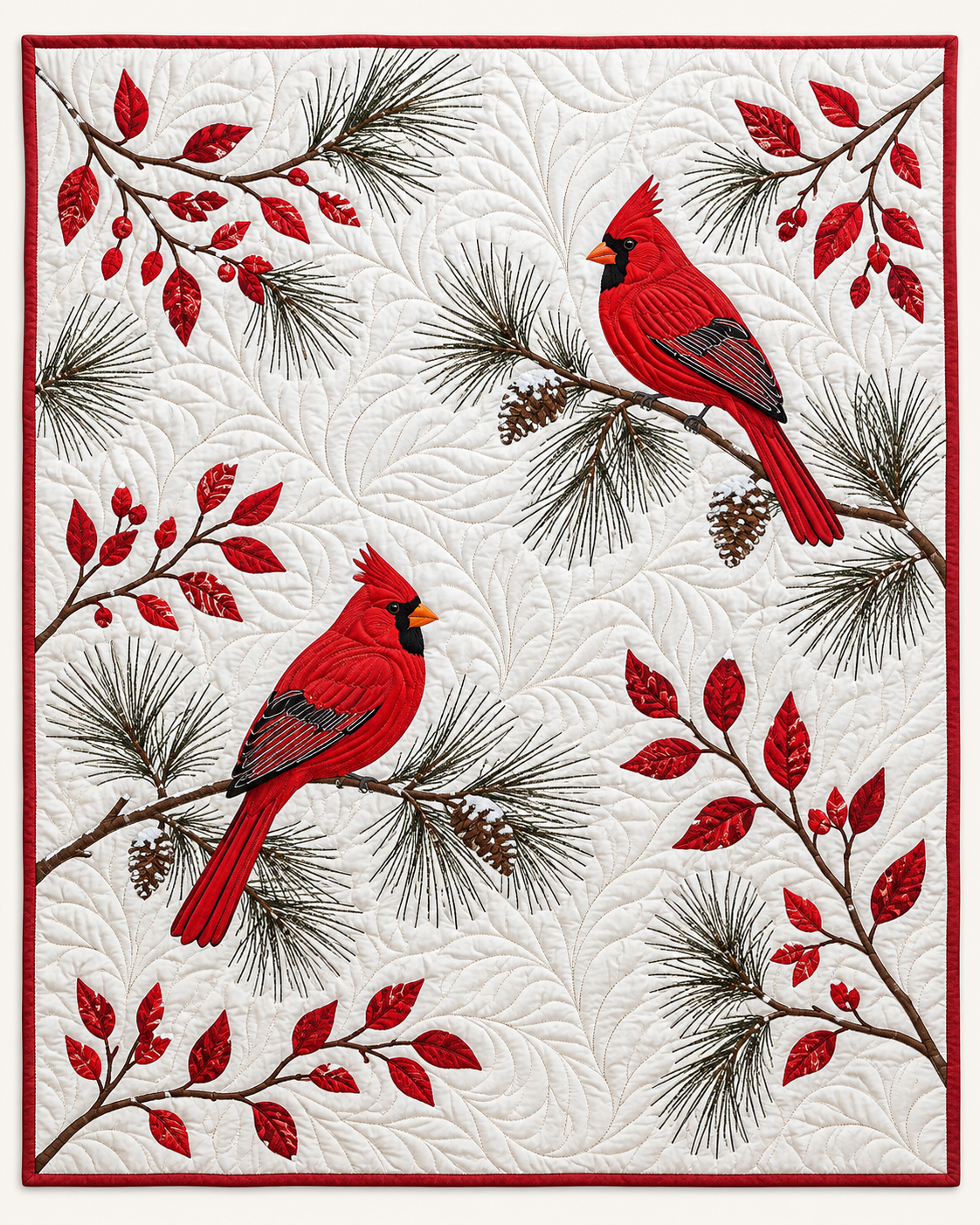 Cardinal Pine Sketch TD101026130 Quilt Blanket