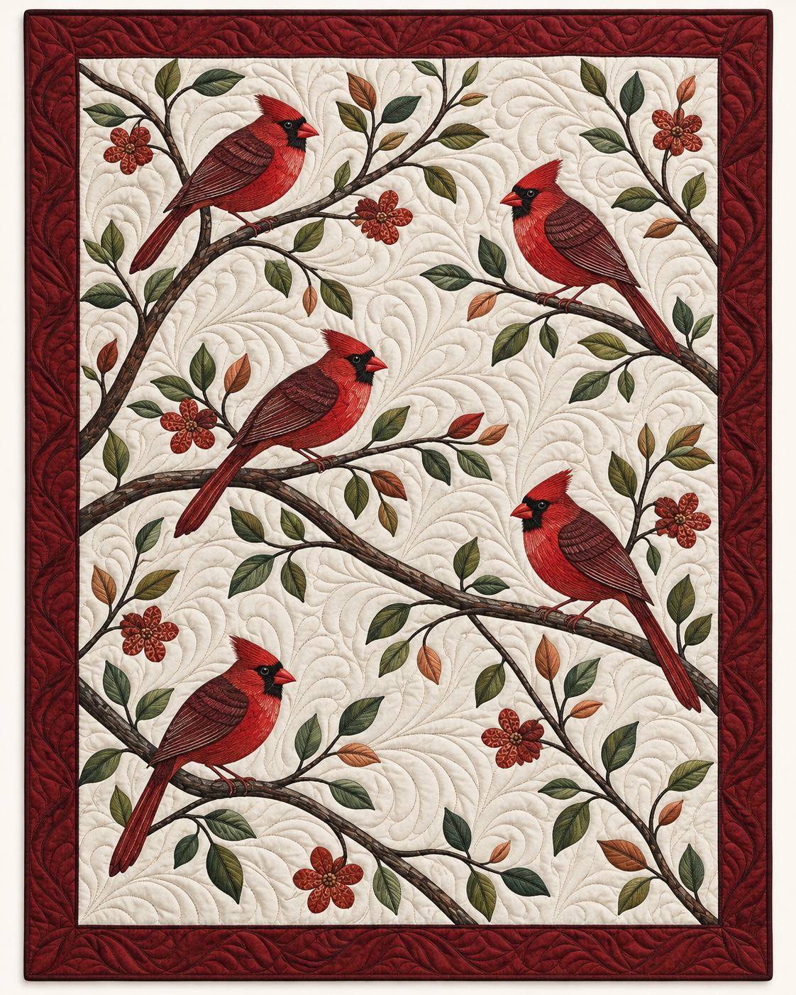 Cardinals On Sweeping Branches TD101026138 Quilt Blanket