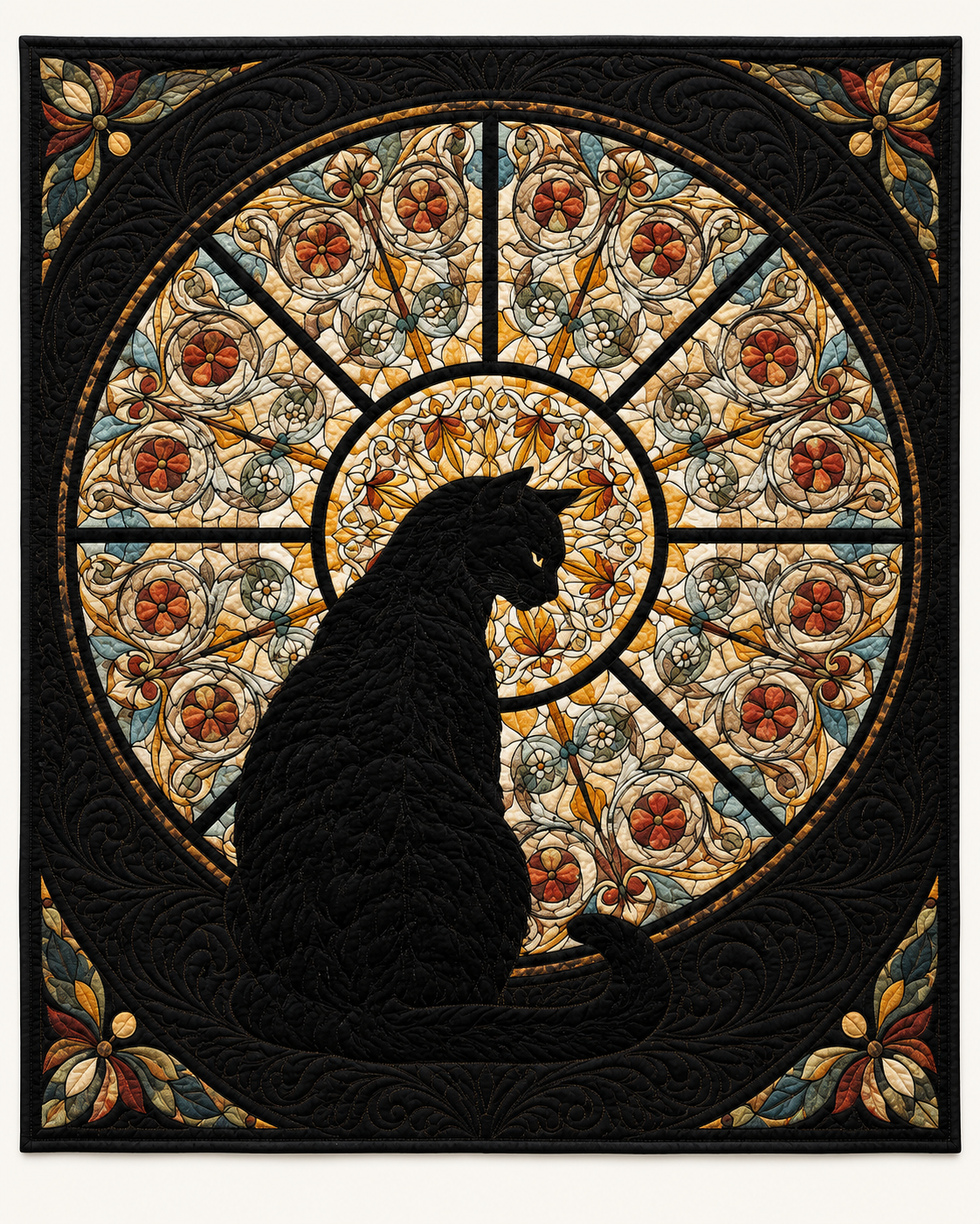 Cat At Stained Glass Window TD101026140 Quilt Blanket