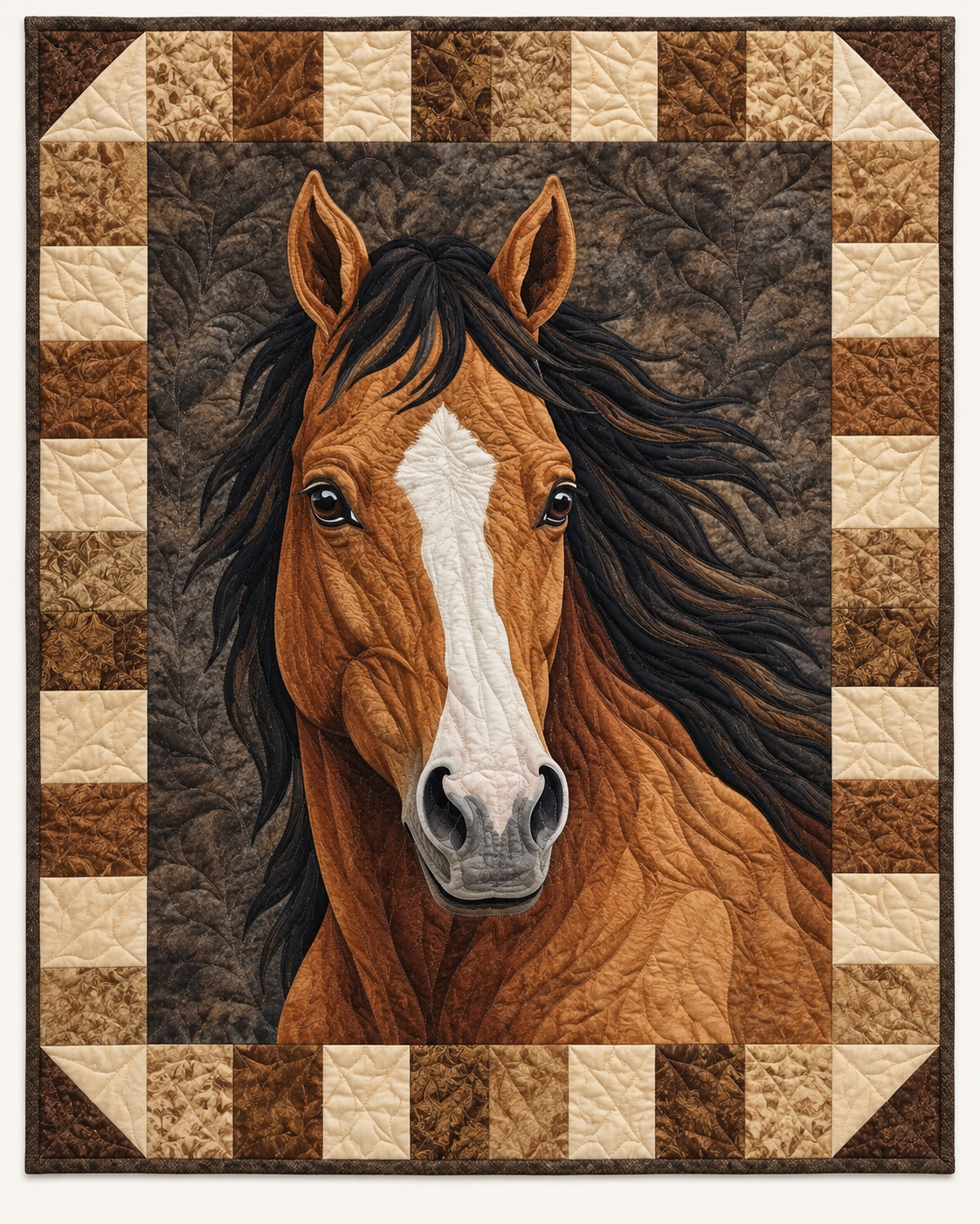 Chestnut Horse Portrait TD101026147 Quilt Blanket