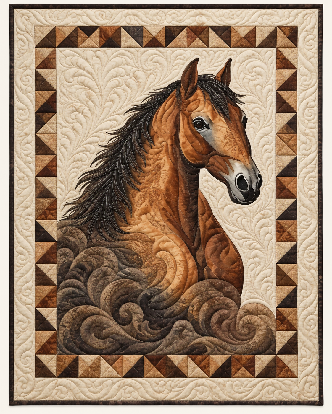 Chestnut Horse On Cream TD101026146 Quilt Blanket