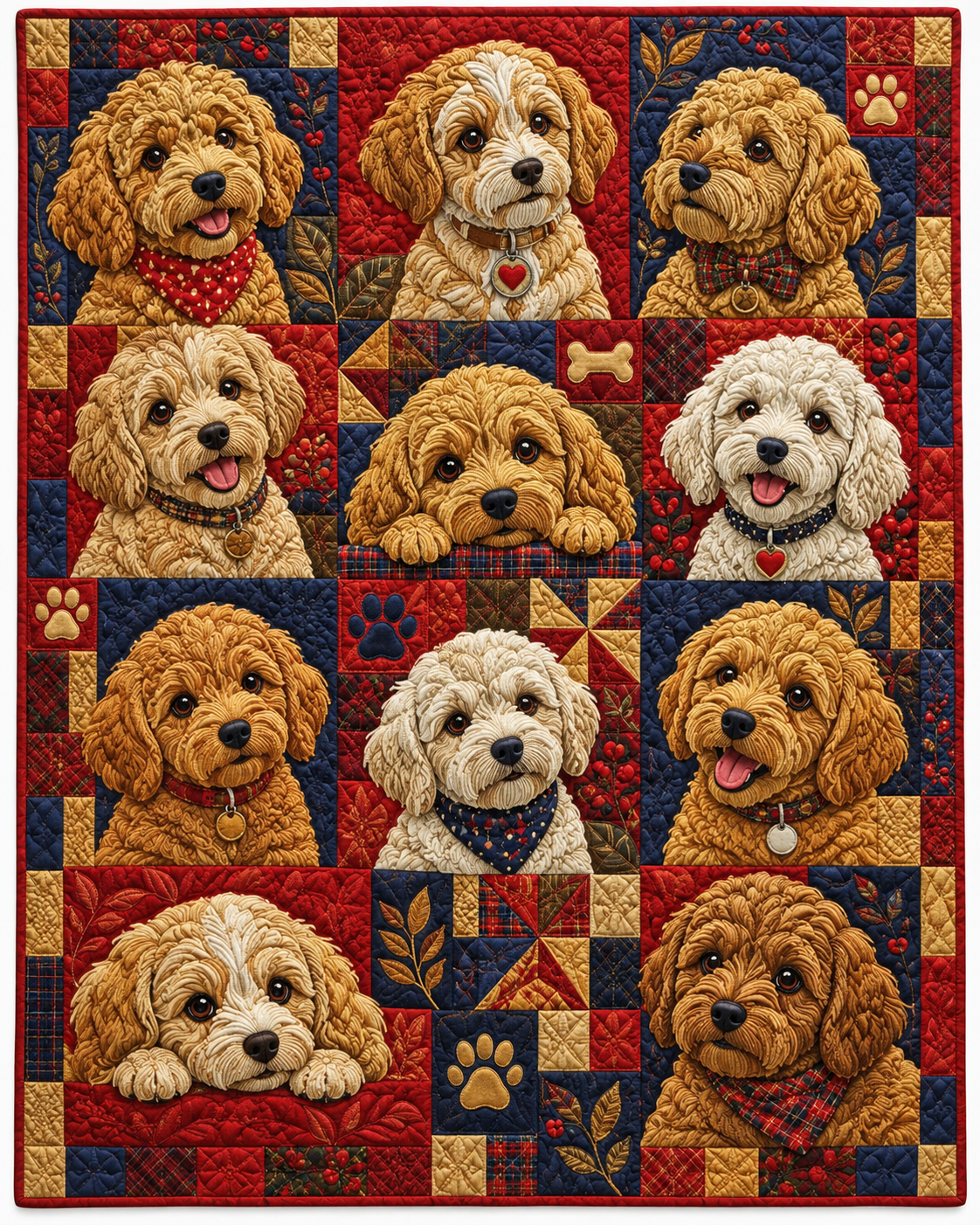 Curly Puppy Portraits TD101026193 Quilt Blanket