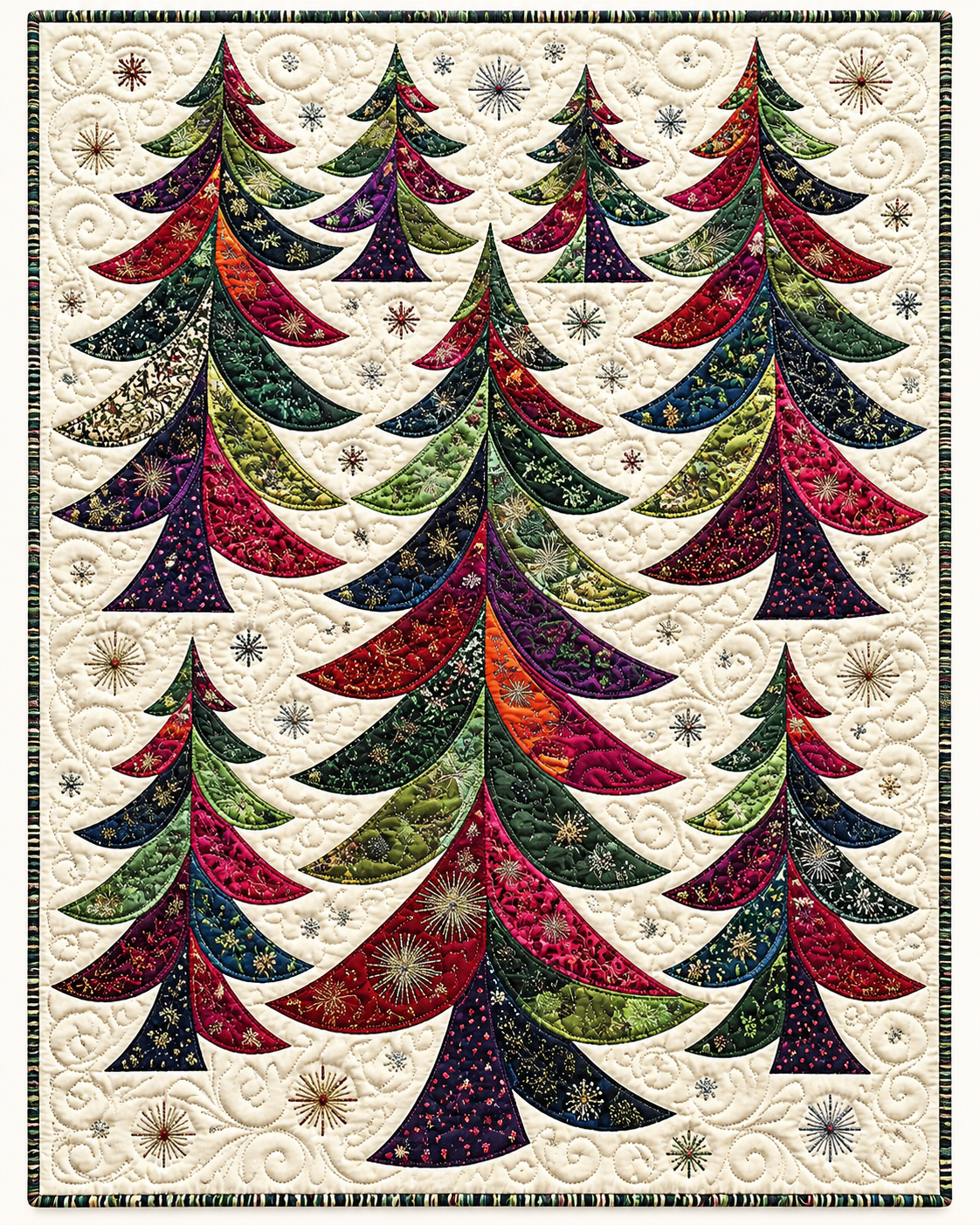Curved Patchwork Fir Trees TD101026194 Quilt Blanket