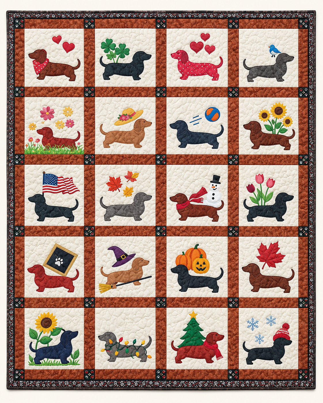 Dachshund Activity Blocks TD101026195 Quilt Blanket