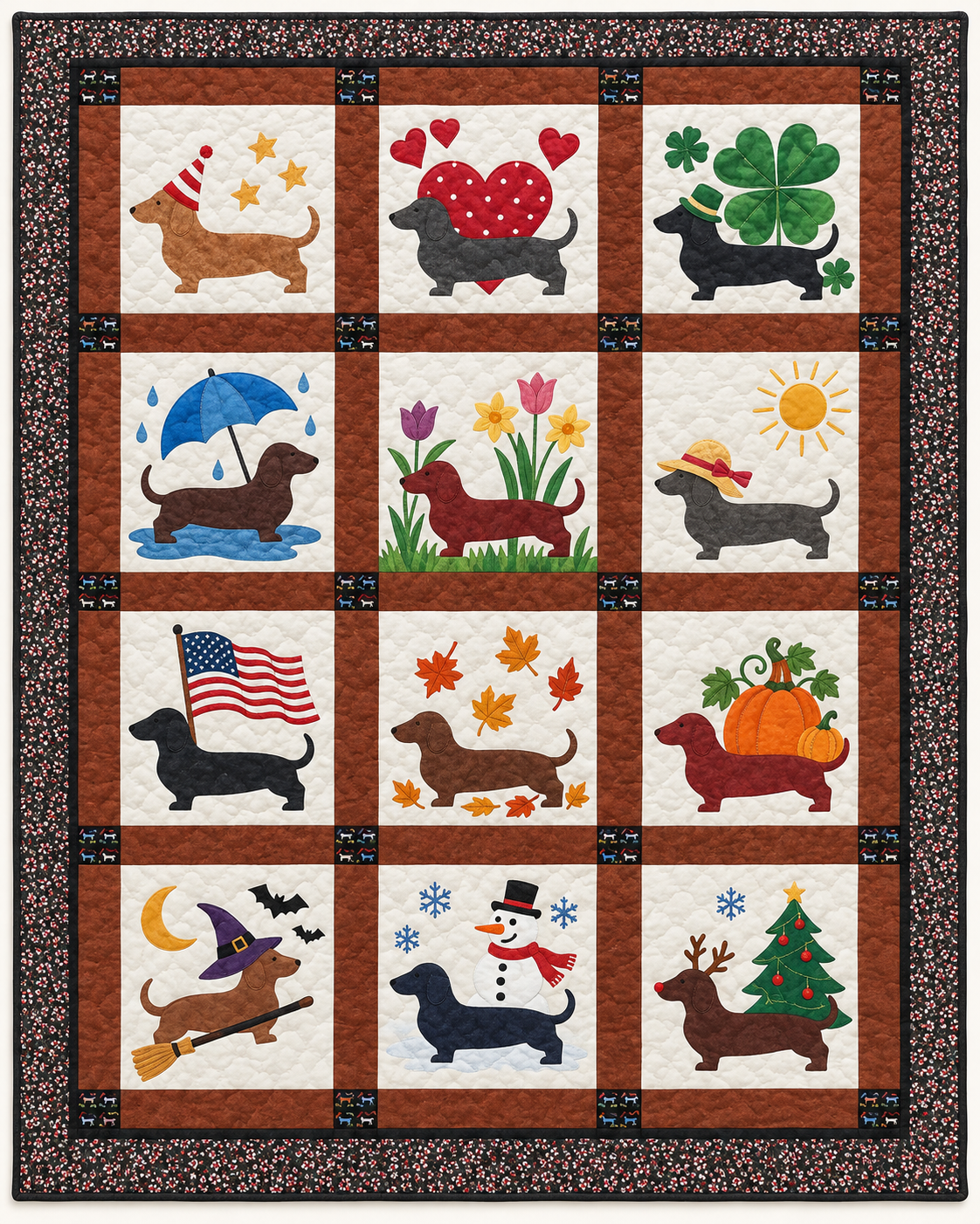 Dachshund Through the Seasons TD101026197 Quilt Blanket
