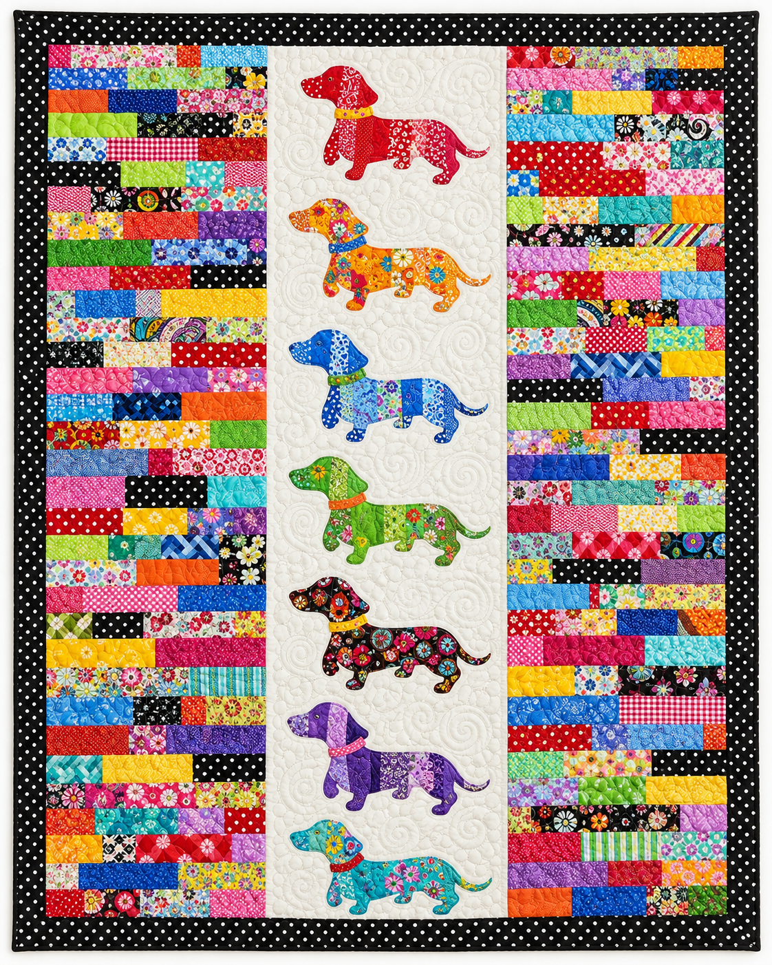 Dachshunds And Rainbow Strips TD101026198 Quilt Blanket