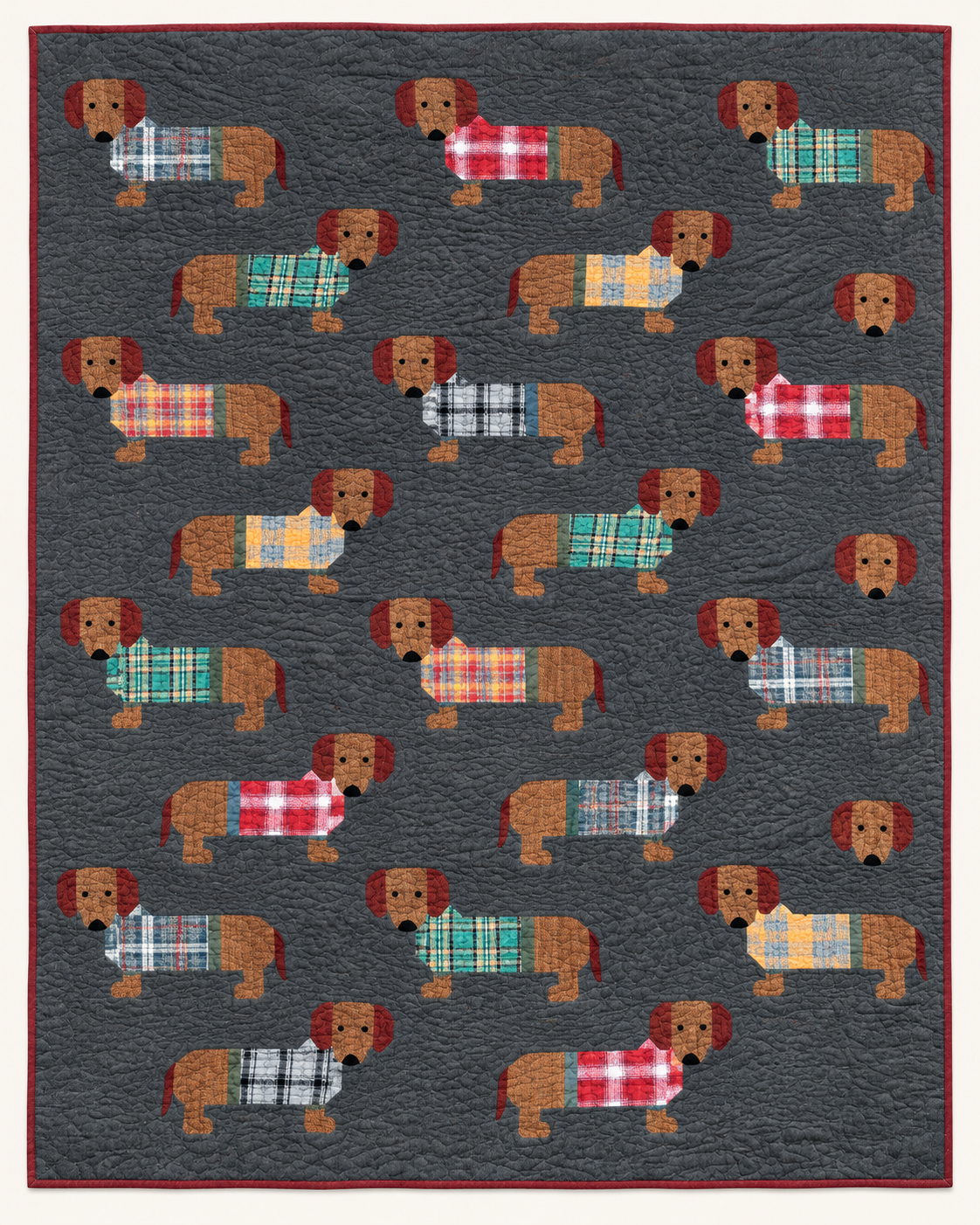 Dachshunds In Plaid Coats TD101026201 Quilt Blanket